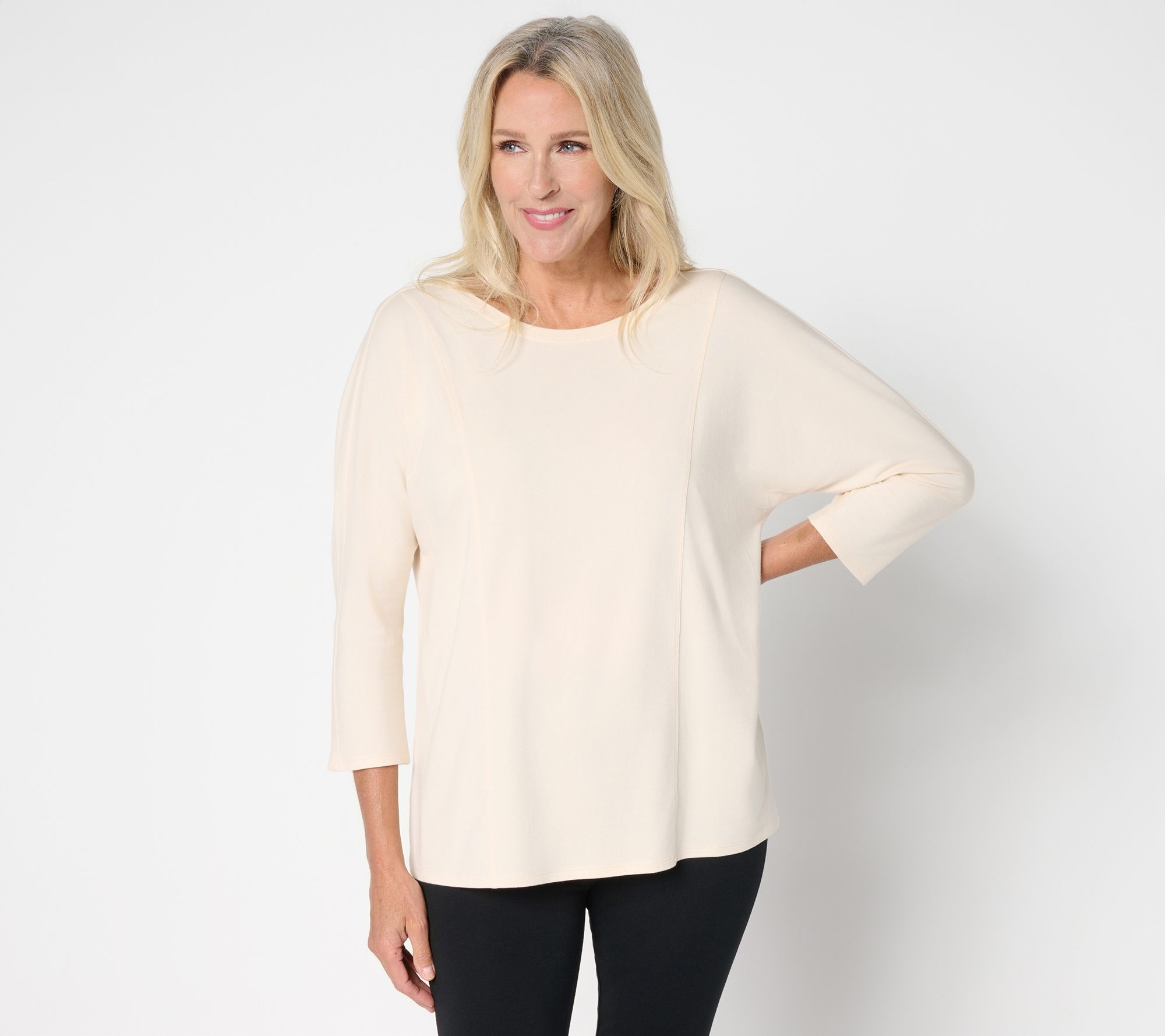 "As Is" AnyBody Cozy Knit Seamed Top with Back Twist Detail