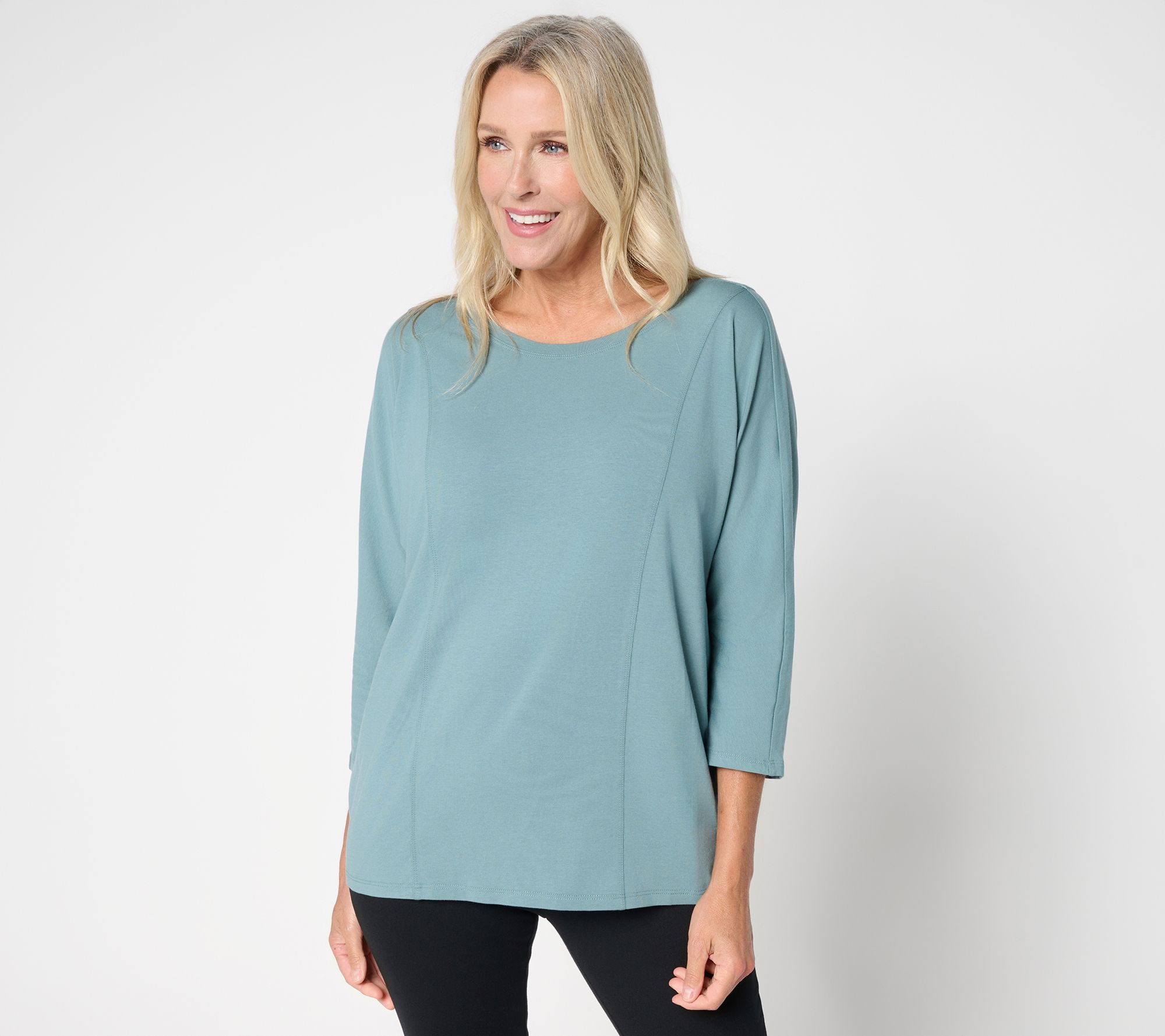 "As Is" AnyBody Cozy Knit Seamed Top with Back Twist Detail