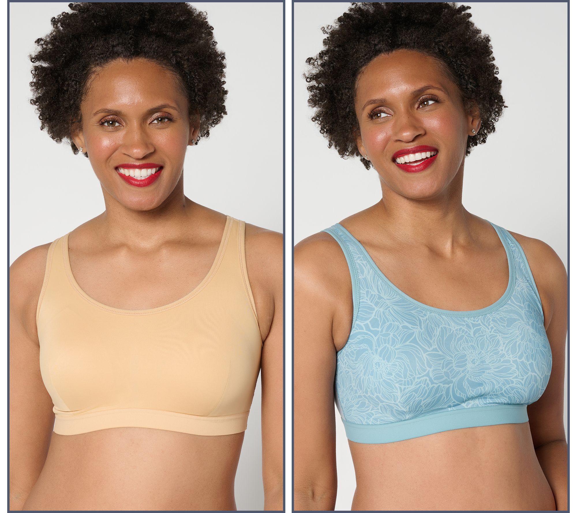  "As Is" AnyBody Intimates Lycra Mesh Back Lounge Bra Set of 2