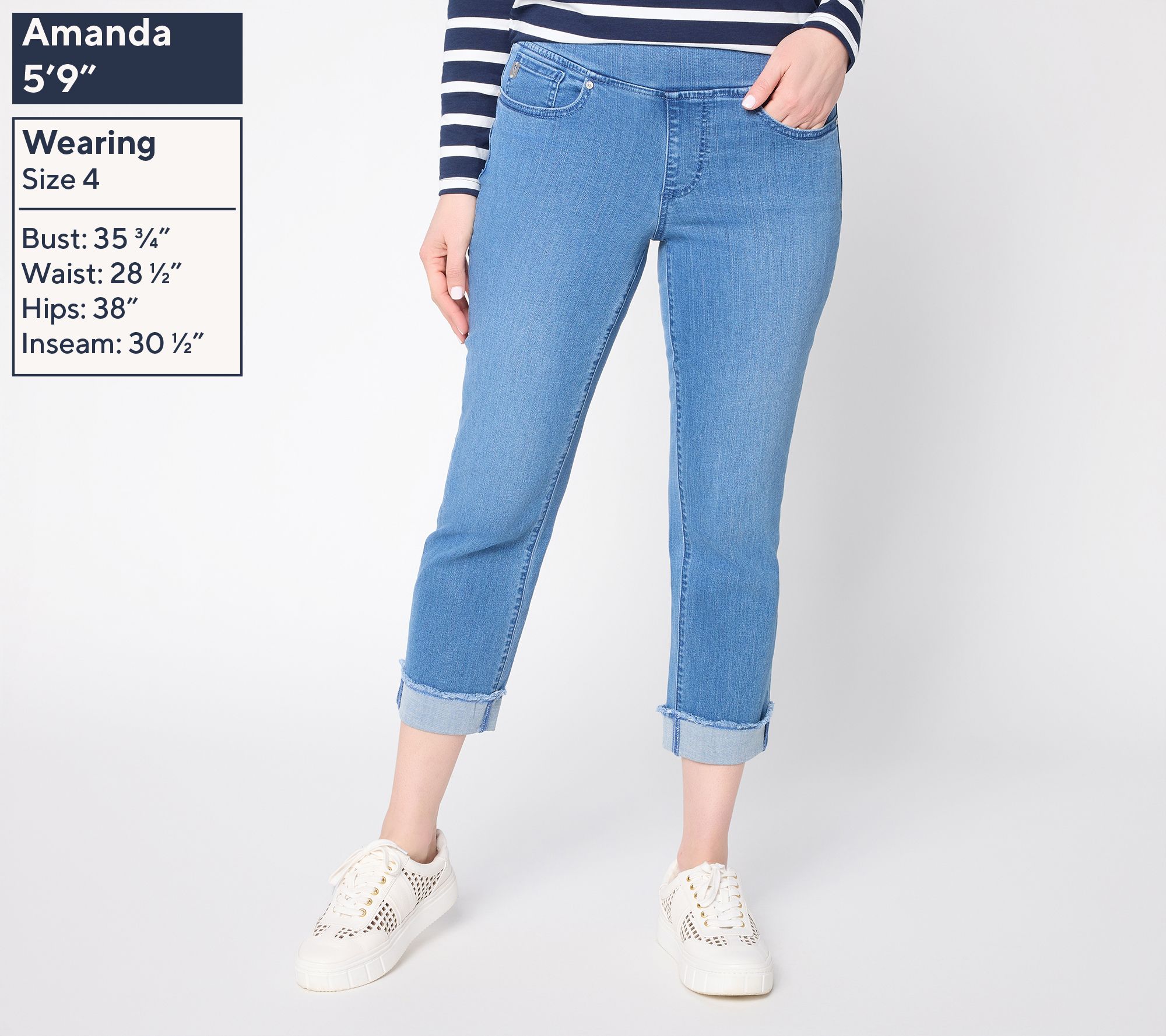 Belle by Kim Gravel Regular TripleLuxe Denim Cuffed Crop Jean