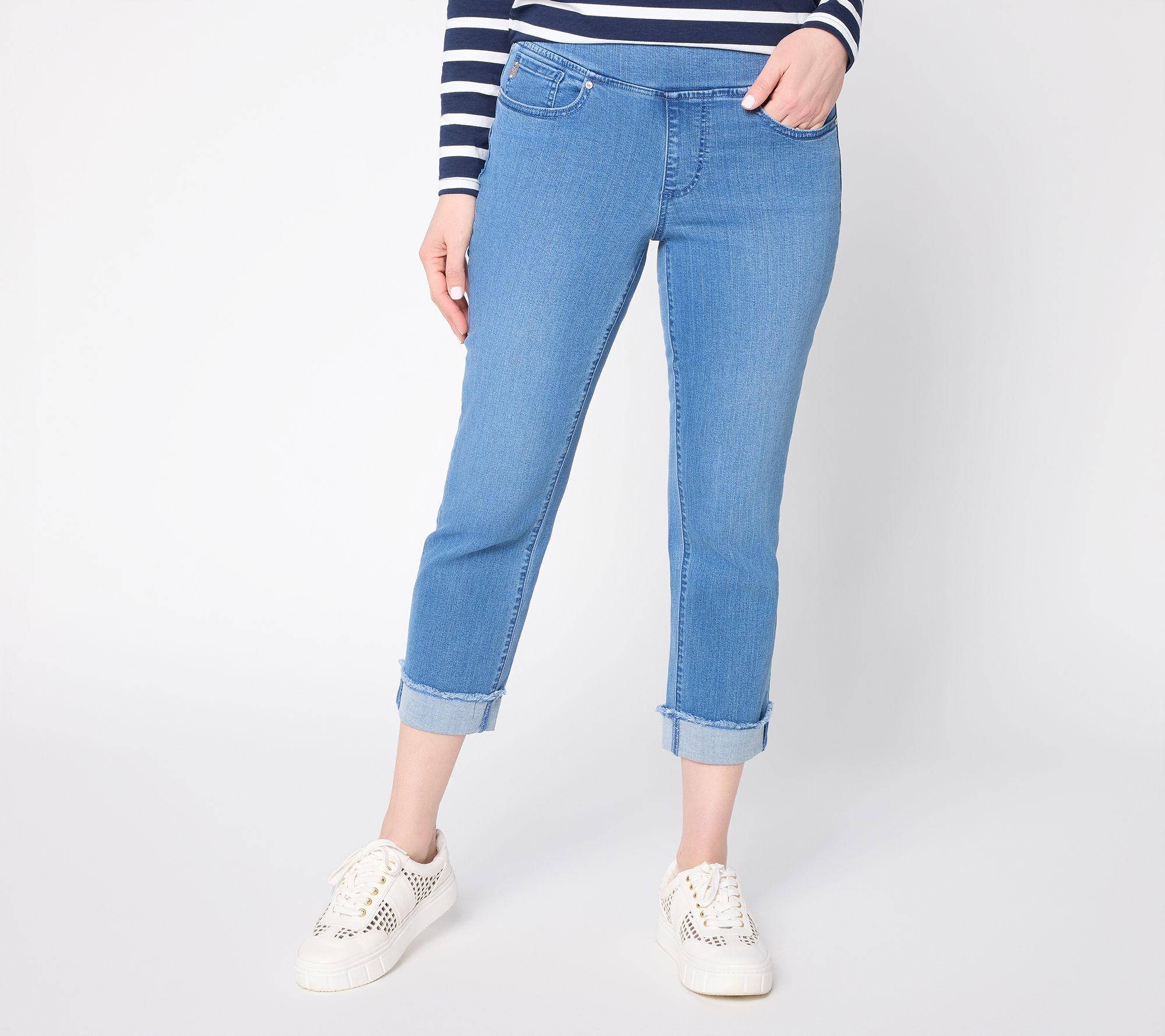 Belle by Kim Gravel Regular TripleLuxe Denim Cuffed Crop Jean