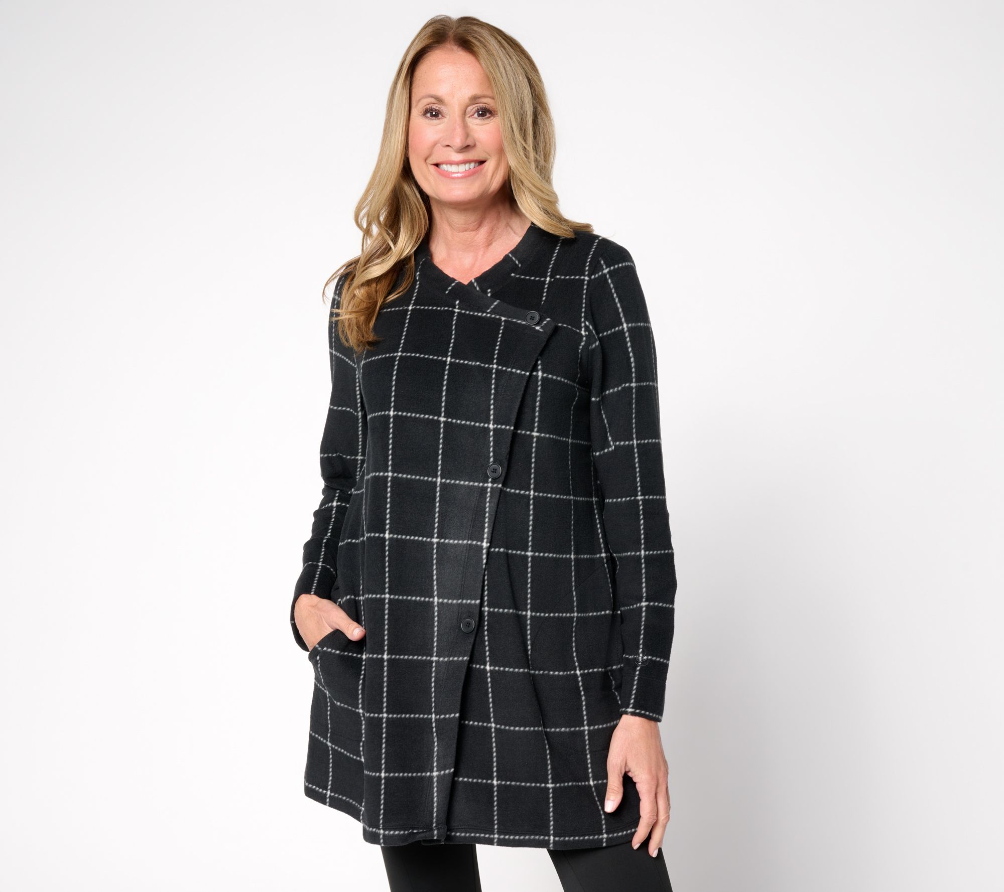 "As Is" Cuddl Duds Fleecewear with Stretch Button Front Wrap