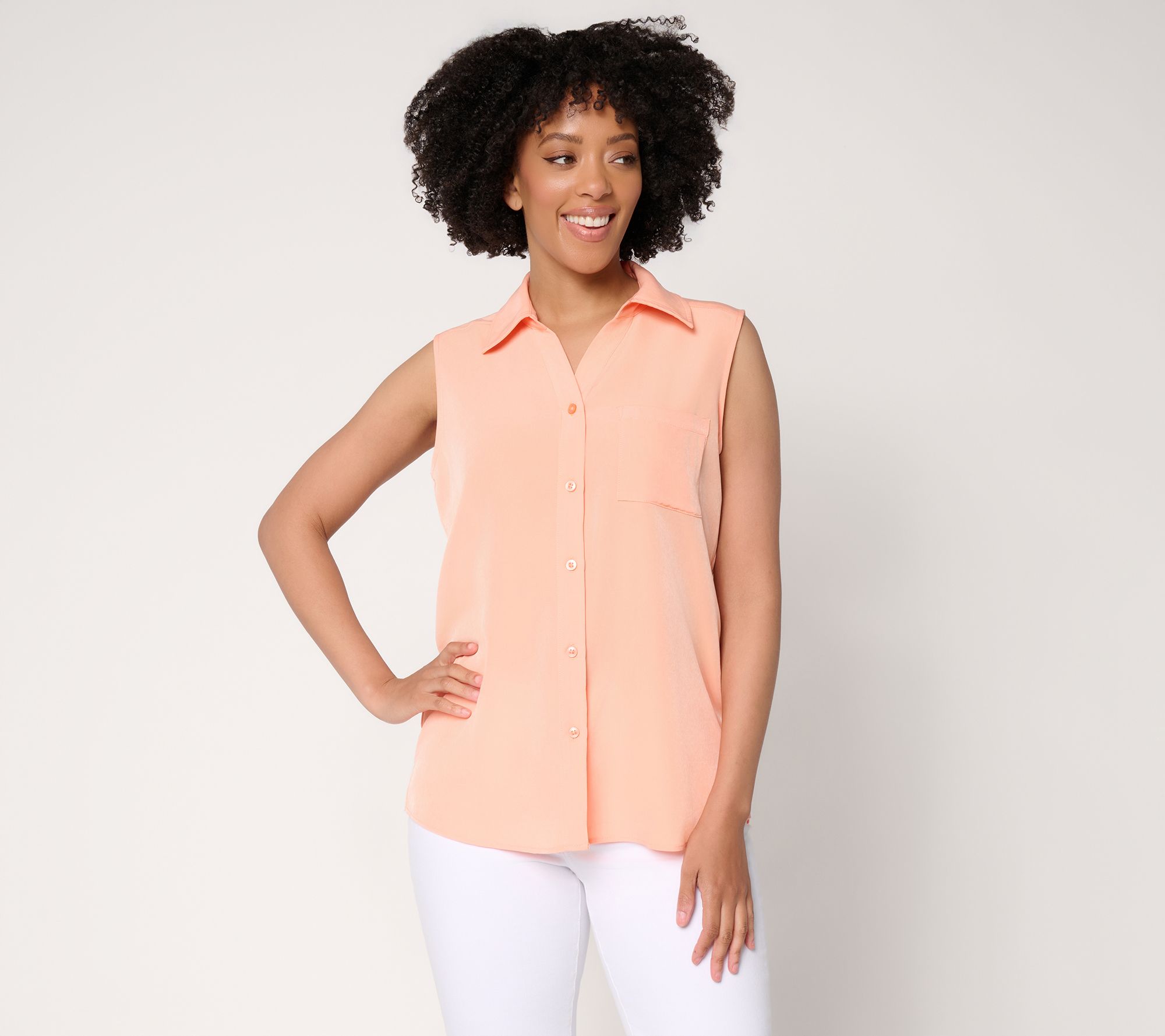 Denim & Co. Essentials Woven Sleeveless Utility Shirt