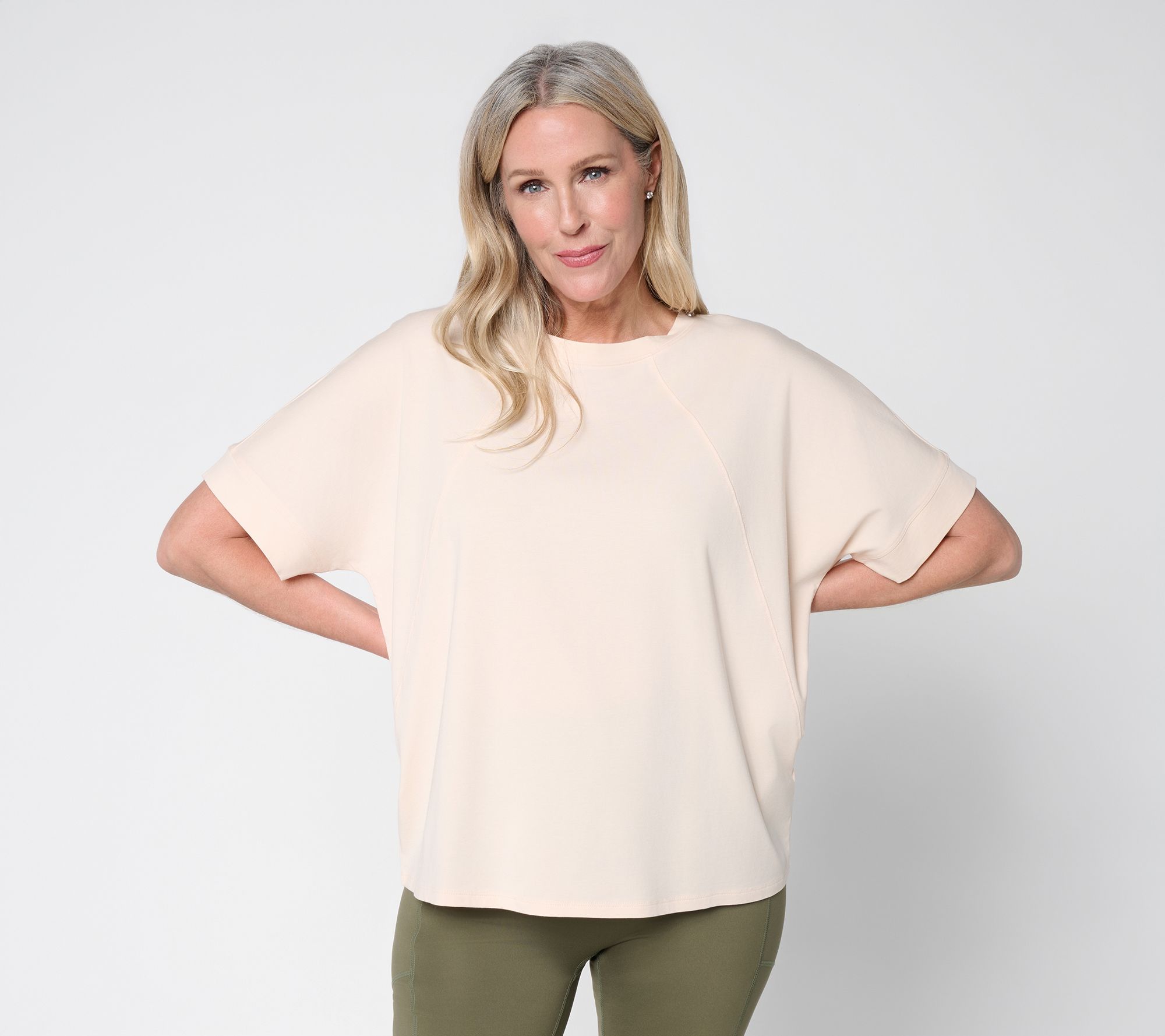 AnyBody Cozy Knit Jersey Dolman Top With Seaming