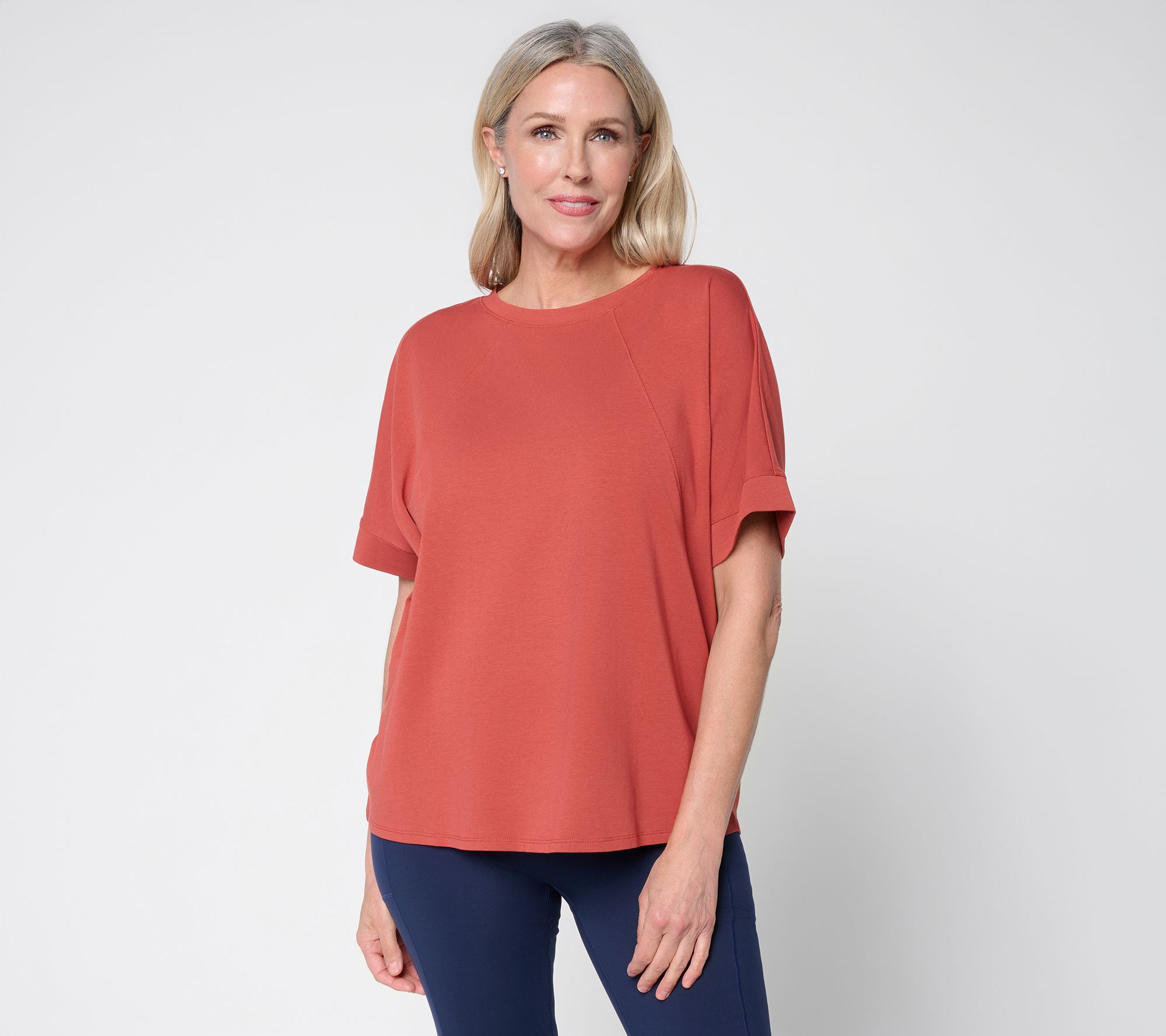 AnyBody Cozy Knit Jersey Dolman Top With Seaming