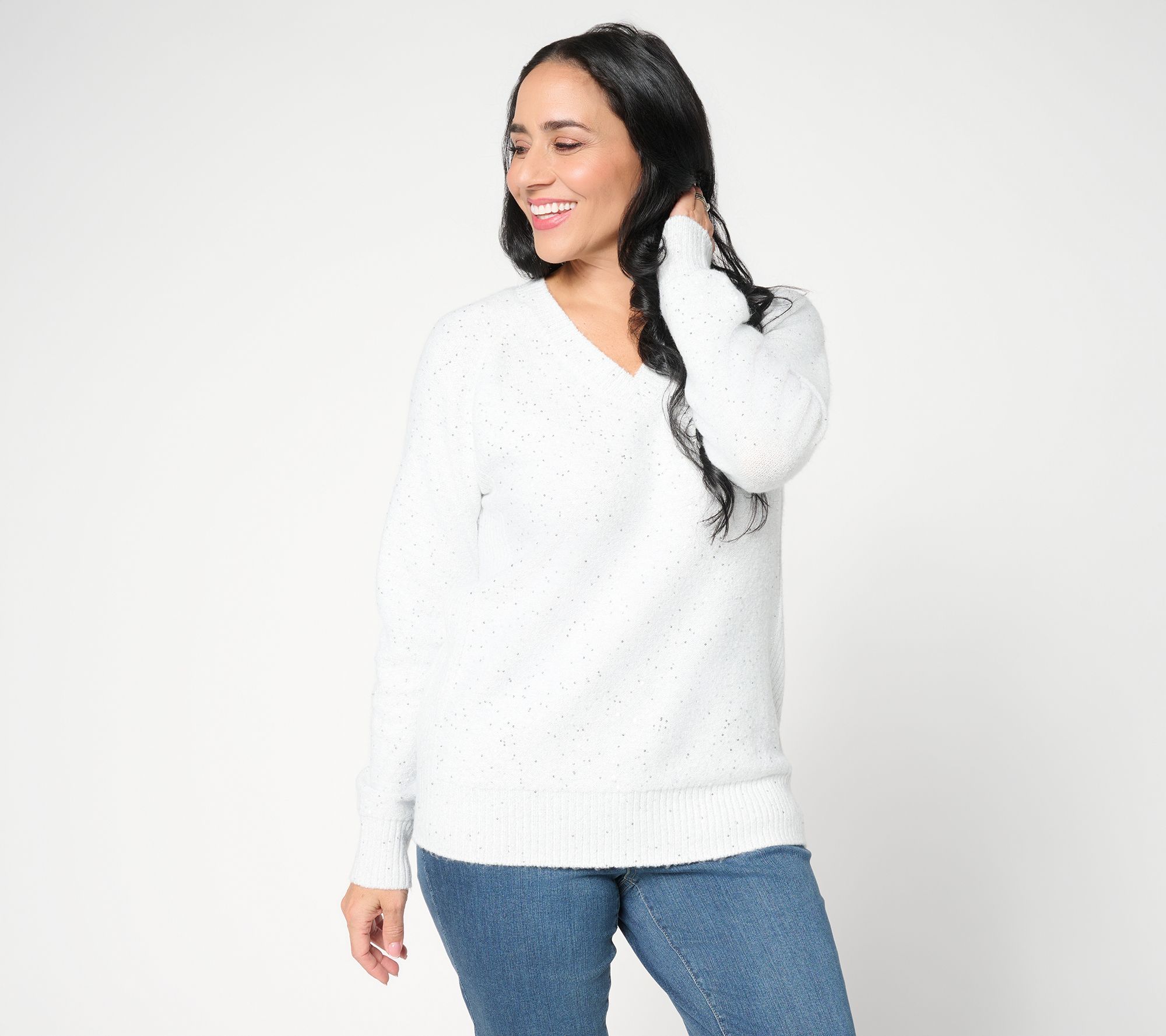 "As Is" Jingle Belles by Kim Gravel SugarplumSprkle V-Neck Sweater