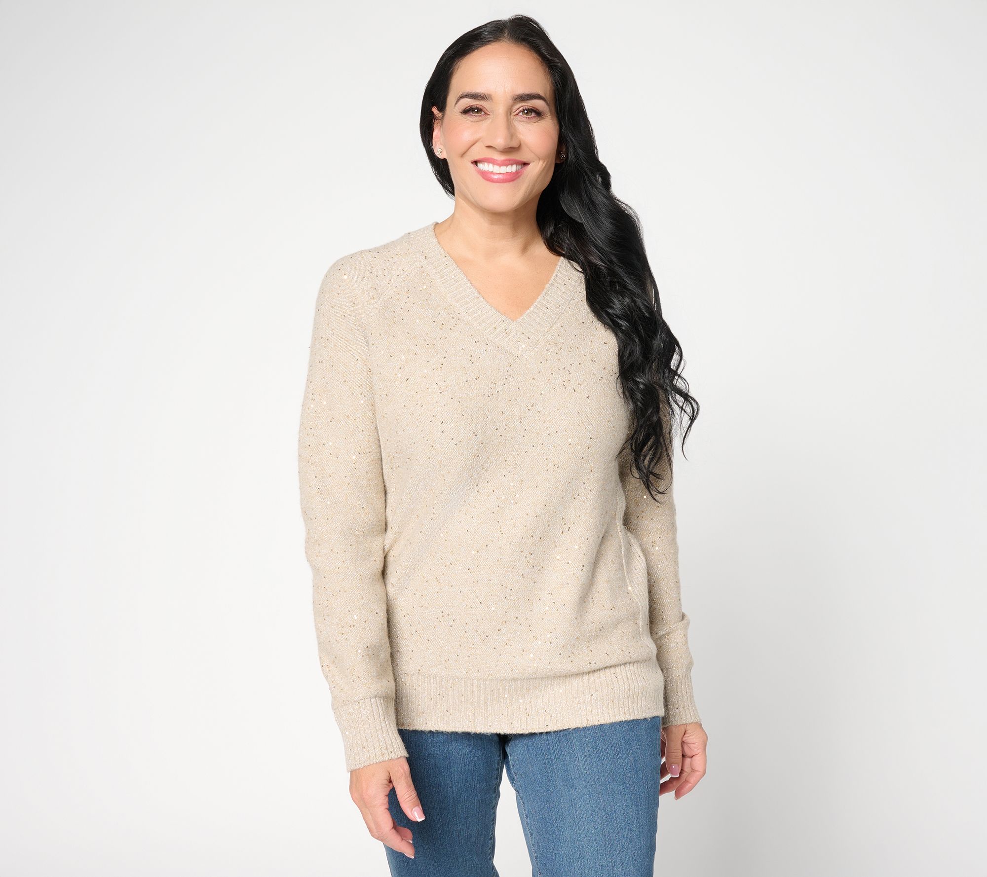 "As Is" Jingle Belles by Kim Gravel SugarplumSprkle V-Neck Sweater
