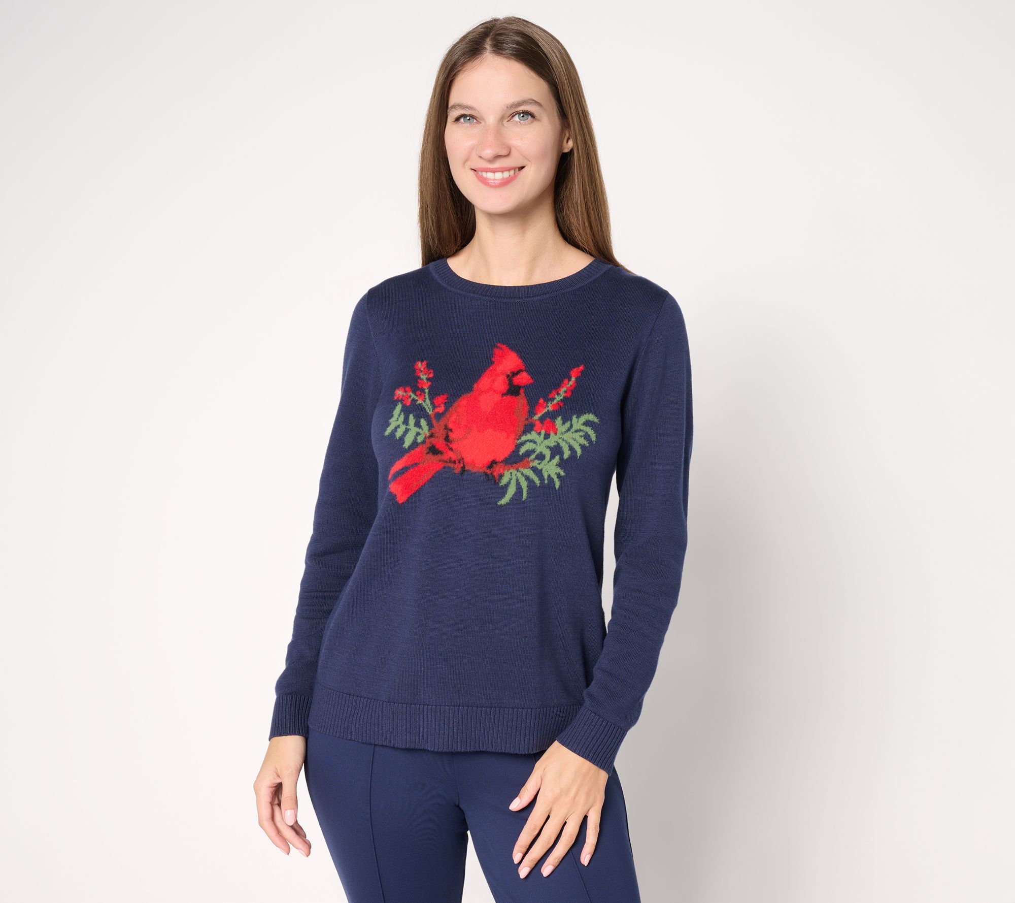 "As Is" Joan Rivers Cotton Intarsia Cardinal Sweataer