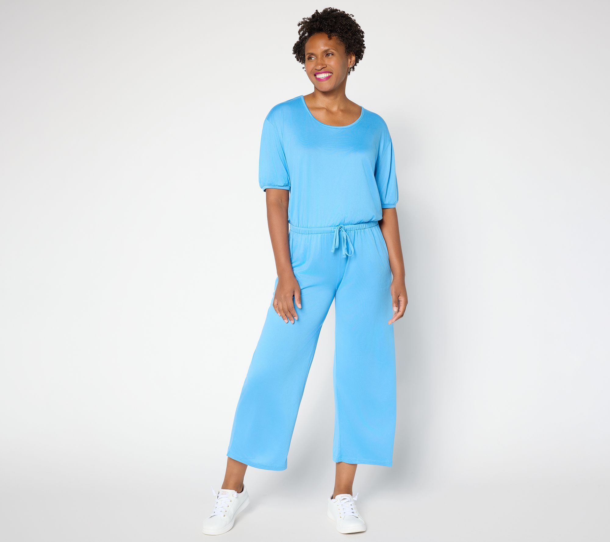 "As Is" MUK LUKS Dream Cloud Elbow Sleeve Wide Leg Jumpsuit