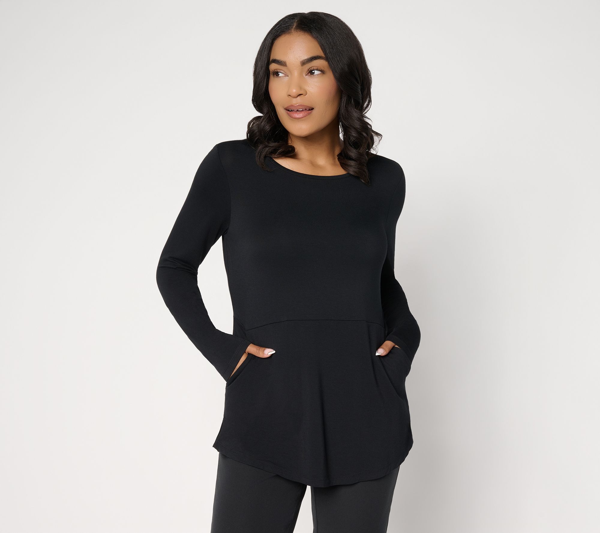 "As Is" Joan Rivers Button Back Long Sleeves Tunic