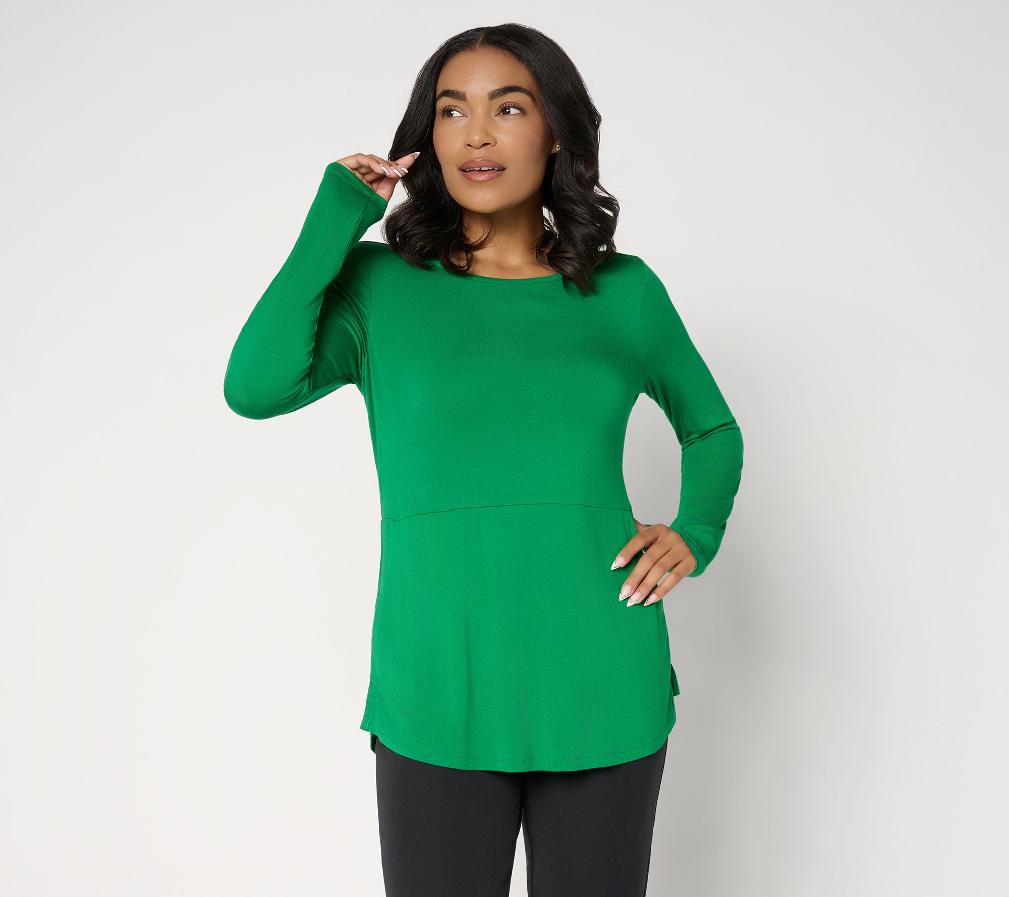 "As Is" Joan Rivers Button Back Long Sleeves Tunic