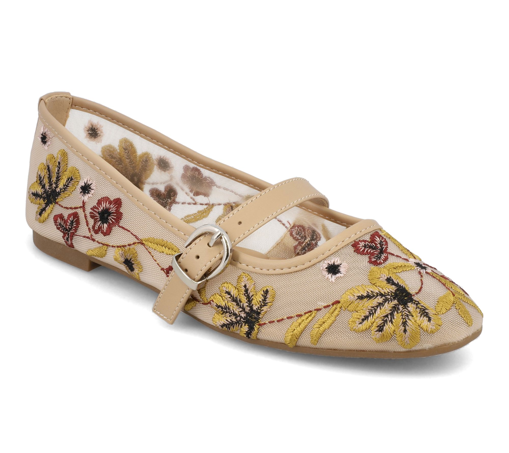 MIA Embroidered Mary Jane Flats - Bluet