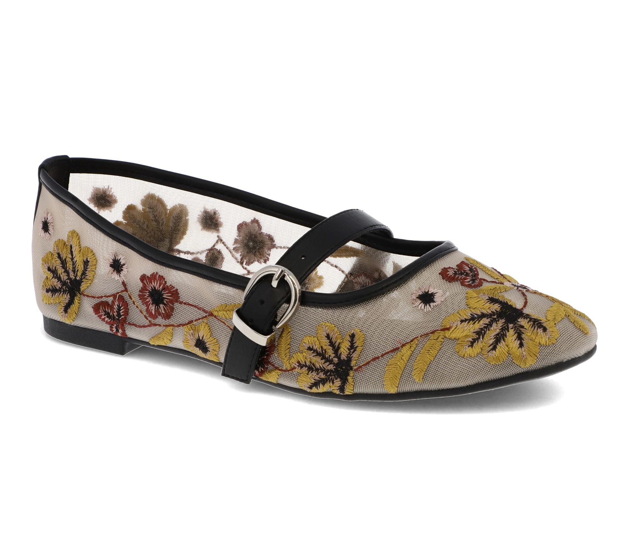 MIA Embroidered Mary Jane Flats - Bluet