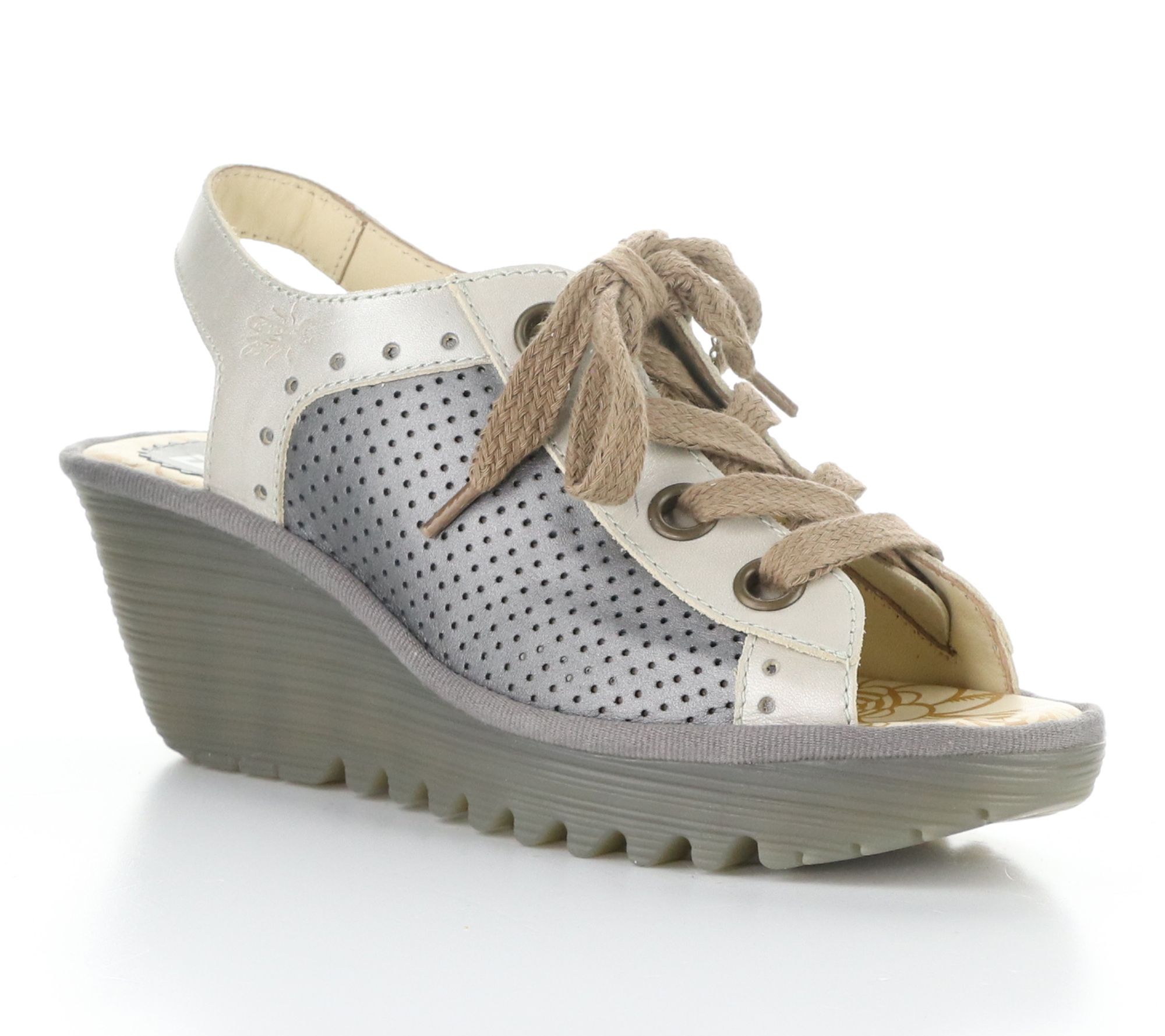 Fly London Dublin Lace Up Wedge Sandals - Yuta617Fly