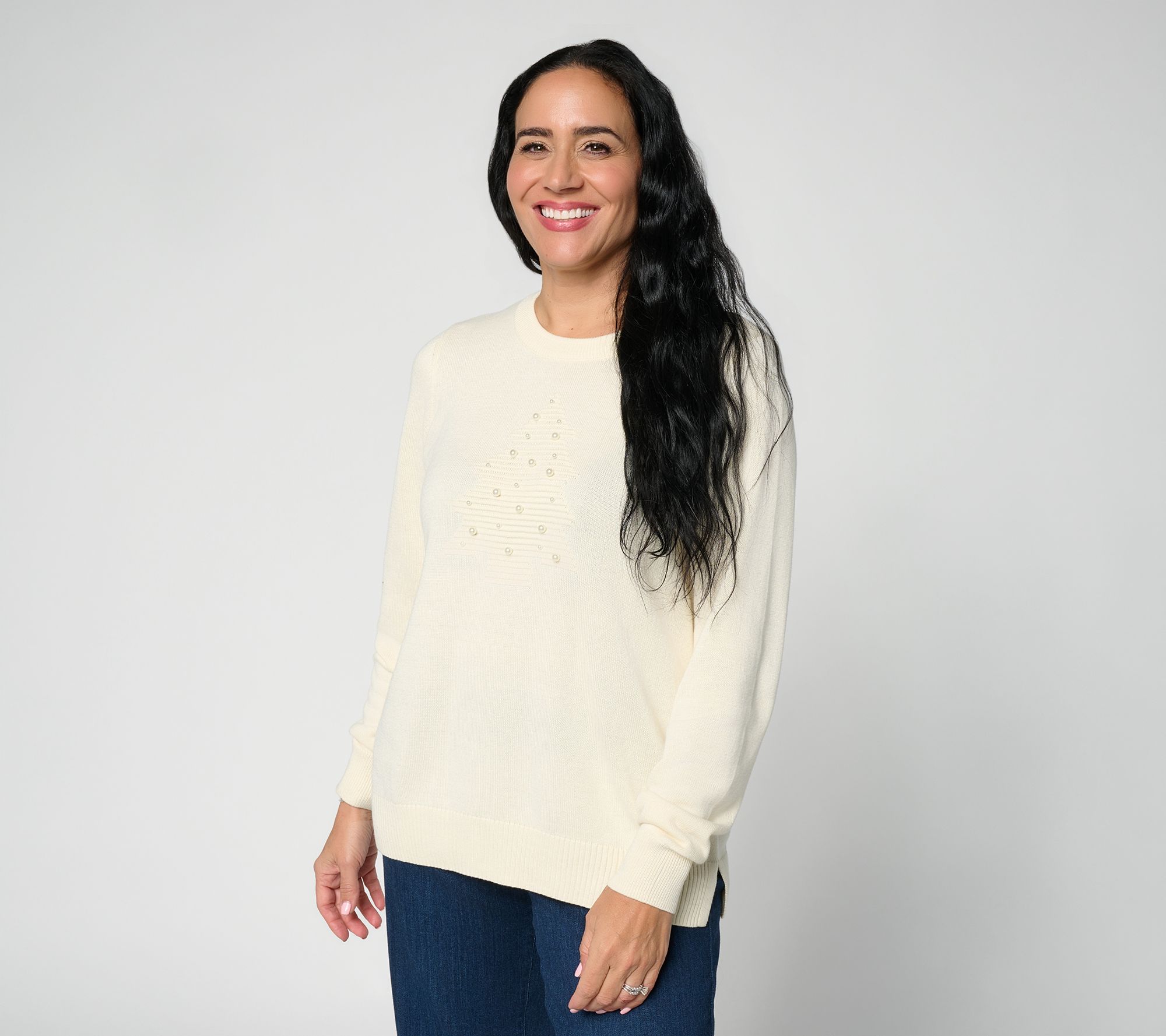 Jingle Belles by Kim Gravel White Christmas Tree Sweater