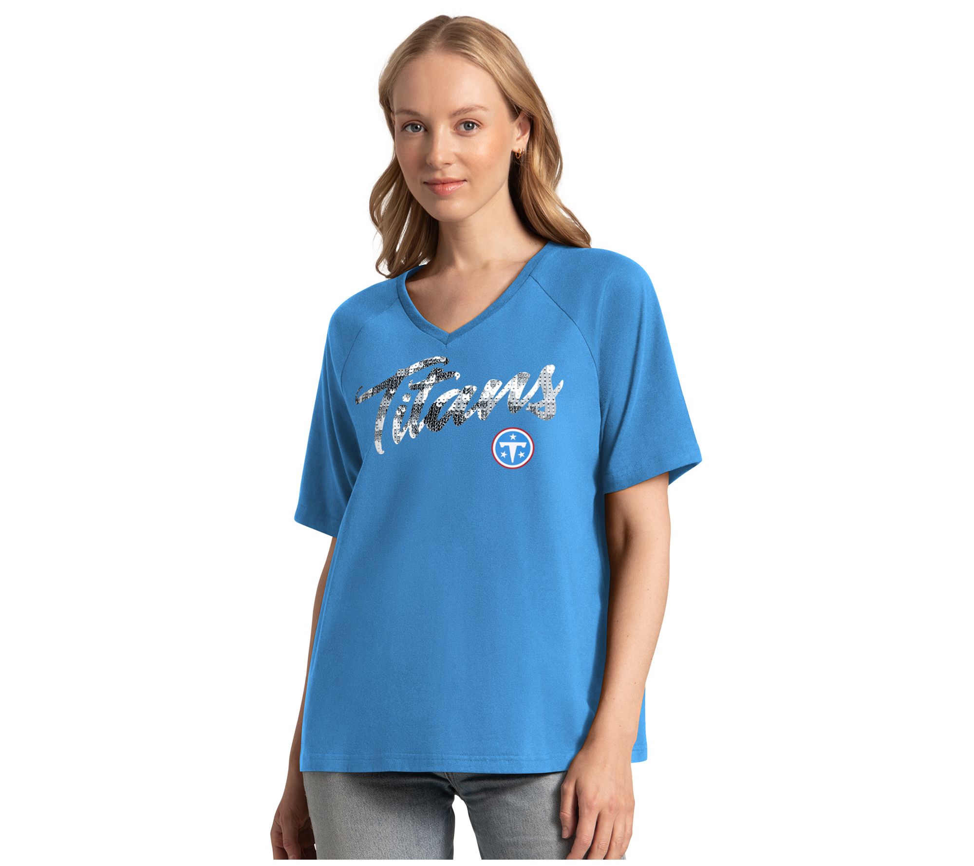  NFL Officially Licensed Women's Oversized V -Neck T-Shirt
