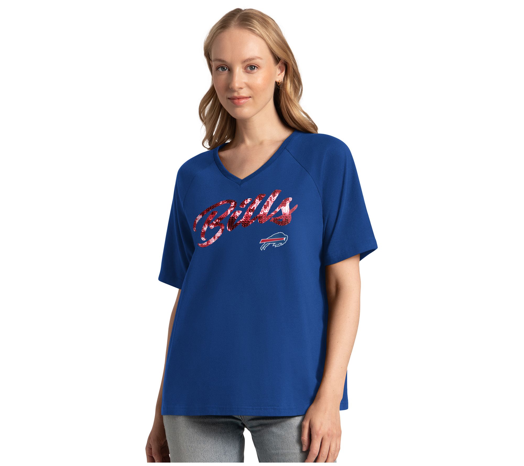 NFL Officially Licensed Women's Oversized V -Neck T-Shirt