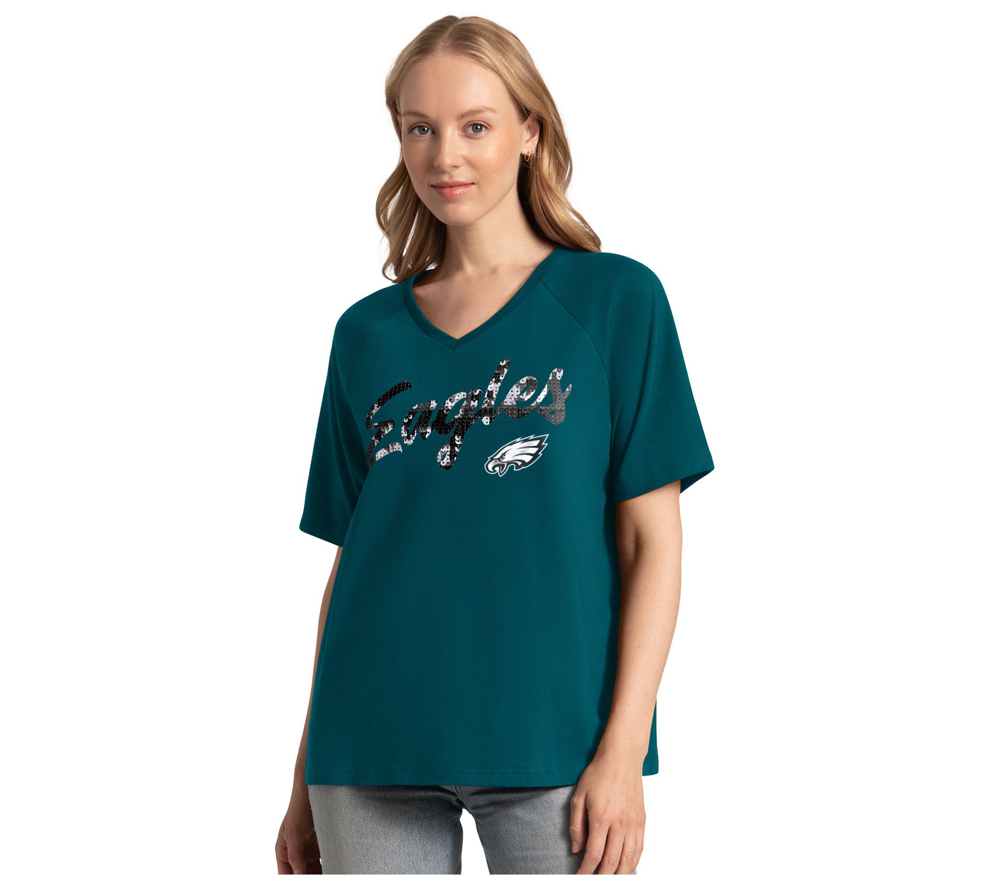 NFL Officially Licensed Women's Oversized V -Neck T-Shirt
