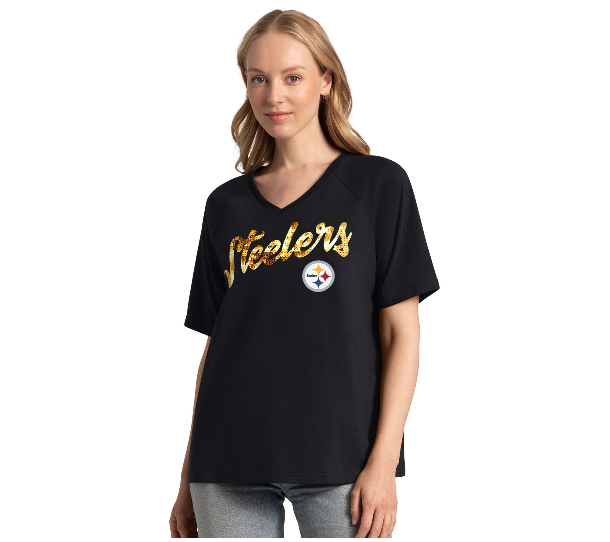 NFL Officially Licensed Women's Oversized V -Neck T-Shirt