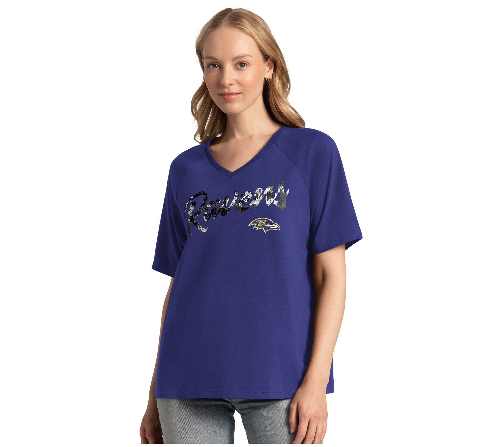 NFL Officially Licensed Women's Oversized V -Neck T-Shirt