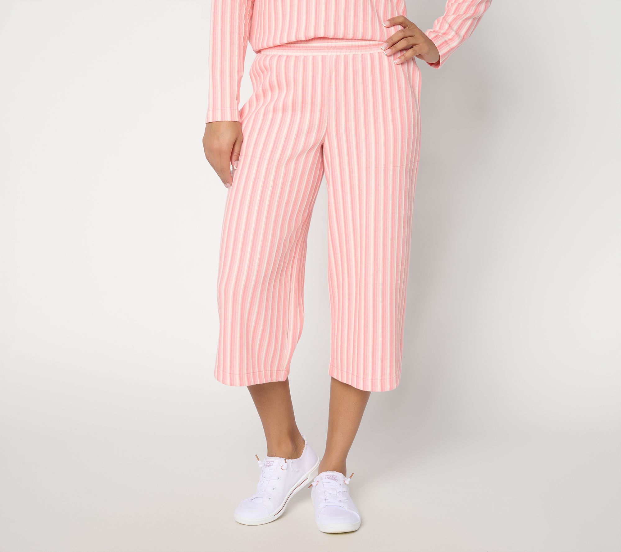 "As Is" AnyBody Reg Striped Jacquard Wide Leg Capri with Pockets