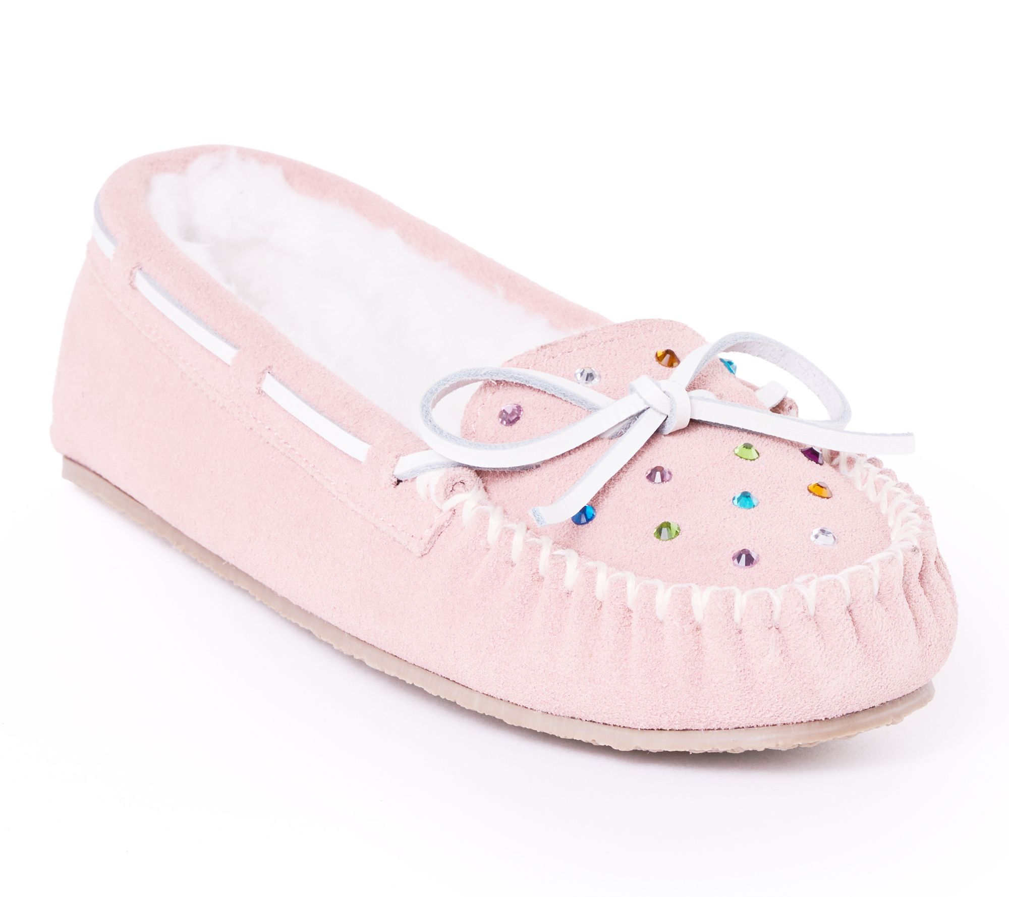 Minnetonka Women's Cally Rhinestone Suede Slippers