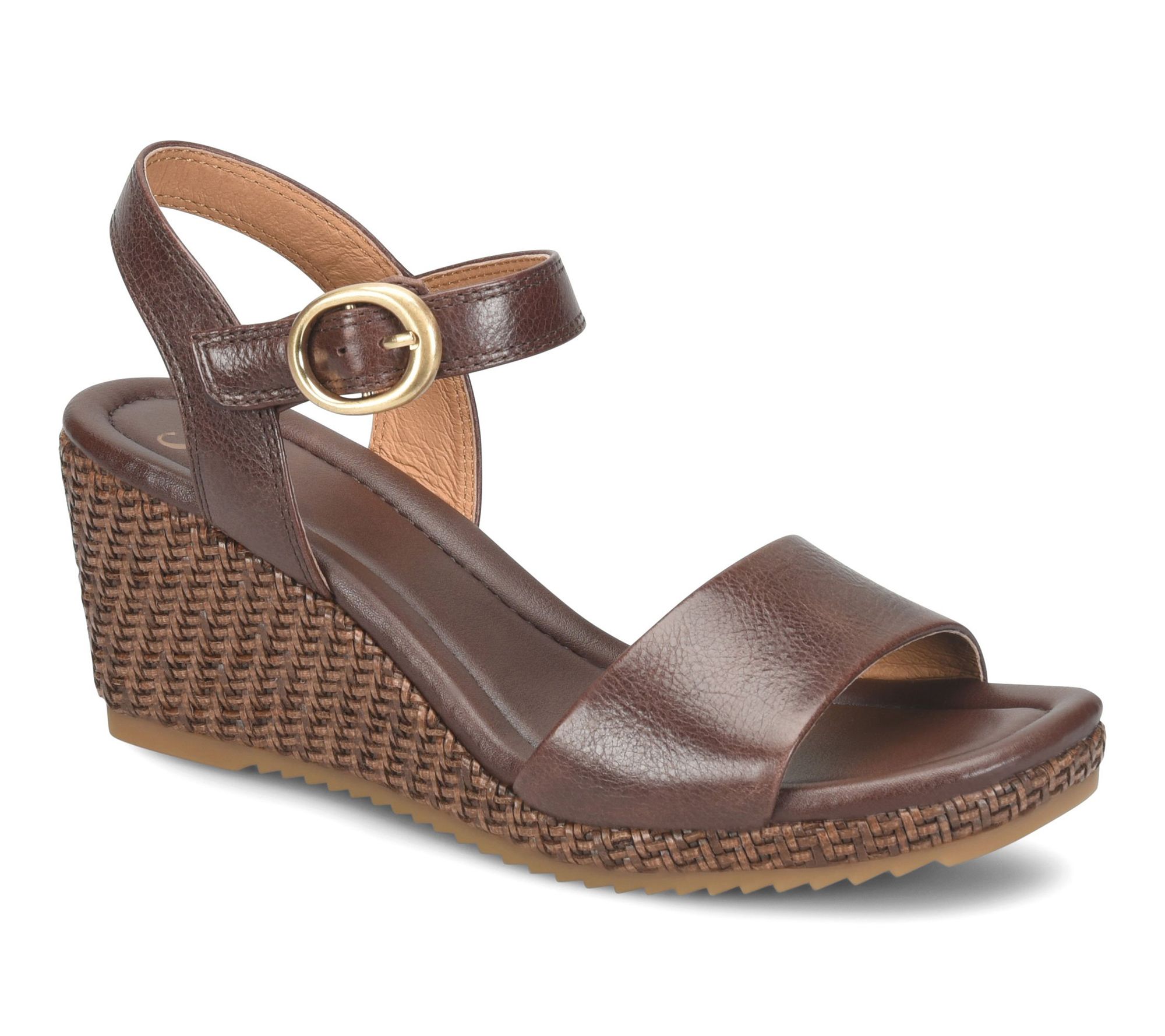 Sofft Leather Woven Wedge Sandal - Inez Leather