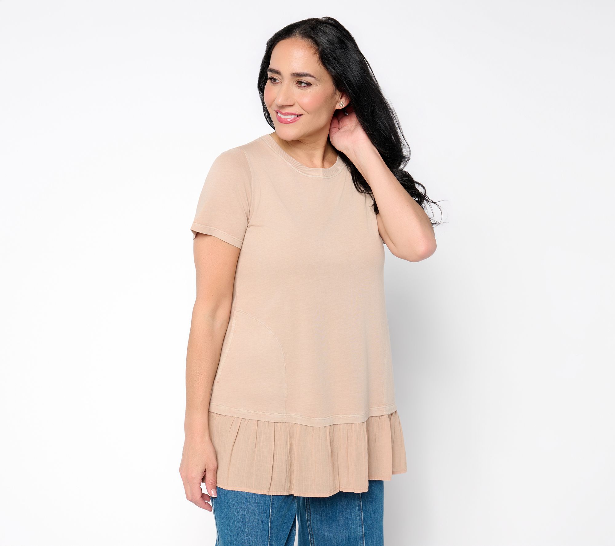 "As Is" LOGO by Lori Goldstein Pet Mixed Media Short Sleeve Tunic