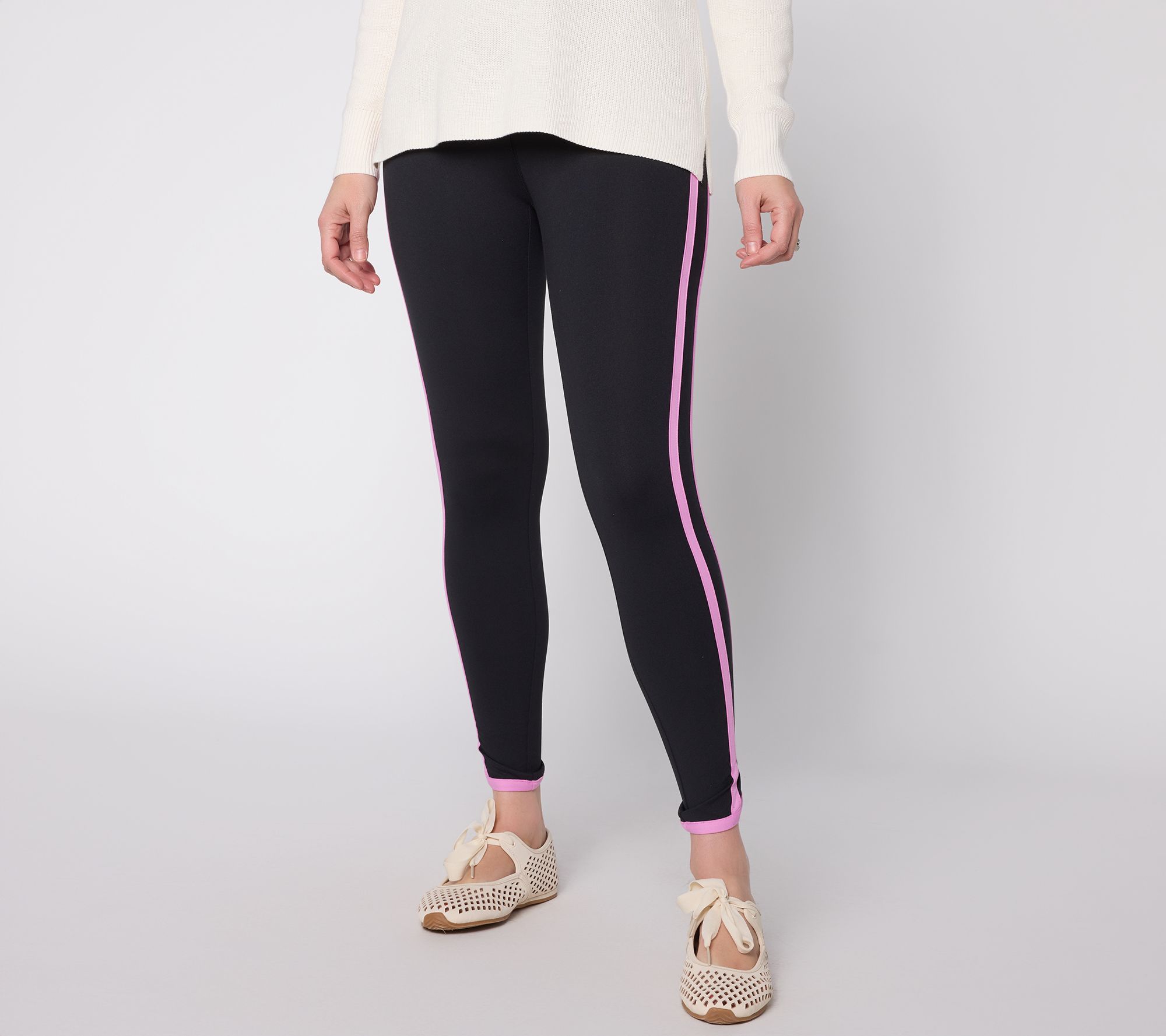 "As Is" Belle Body by Kim Gravel Petite Double Stripe Sport Legging