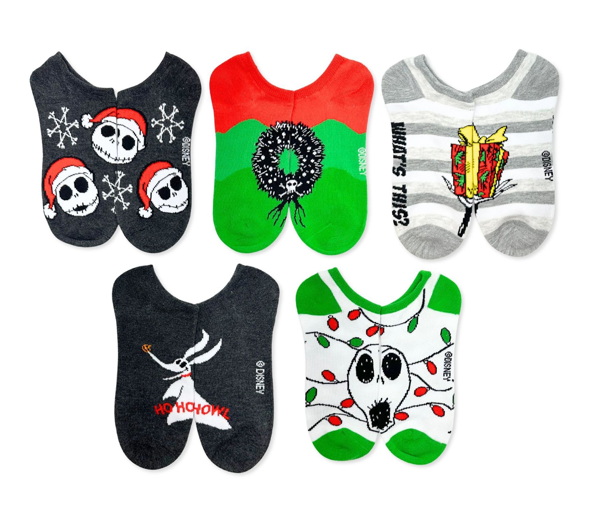 MIXED CHARACTER LADIES HOLIDAY 5PK NO SHOW SOCKS