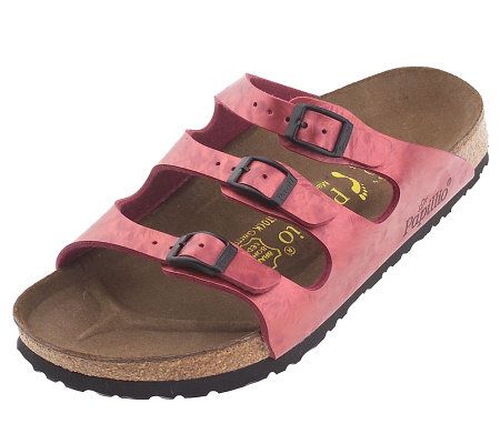 Birkenstock Embossed Adjustable Triple Band Comfort Slides
