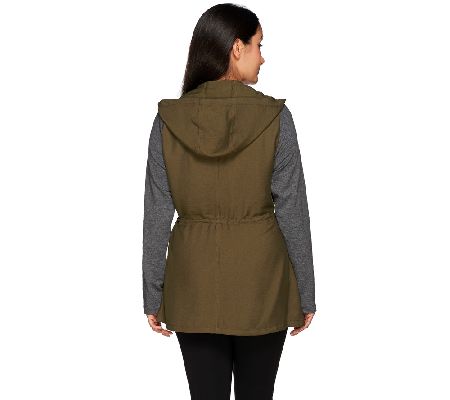 LOGO by Lori Goldstein Twill Anorak with French Terry Sleeves 