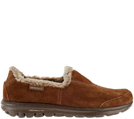skechers gowalk suede faux fur shoes
