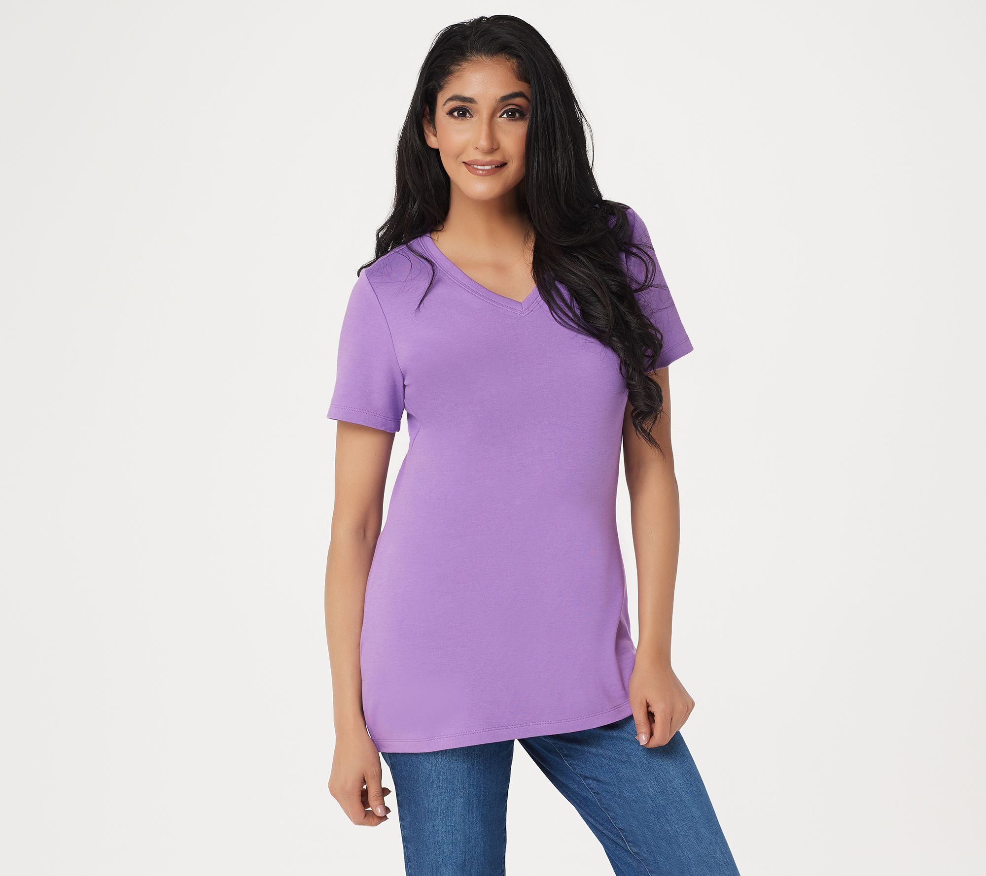 "As Is" Isaac Mizrahi Live! Essentials V-Neck Tunic w/ Side Slits