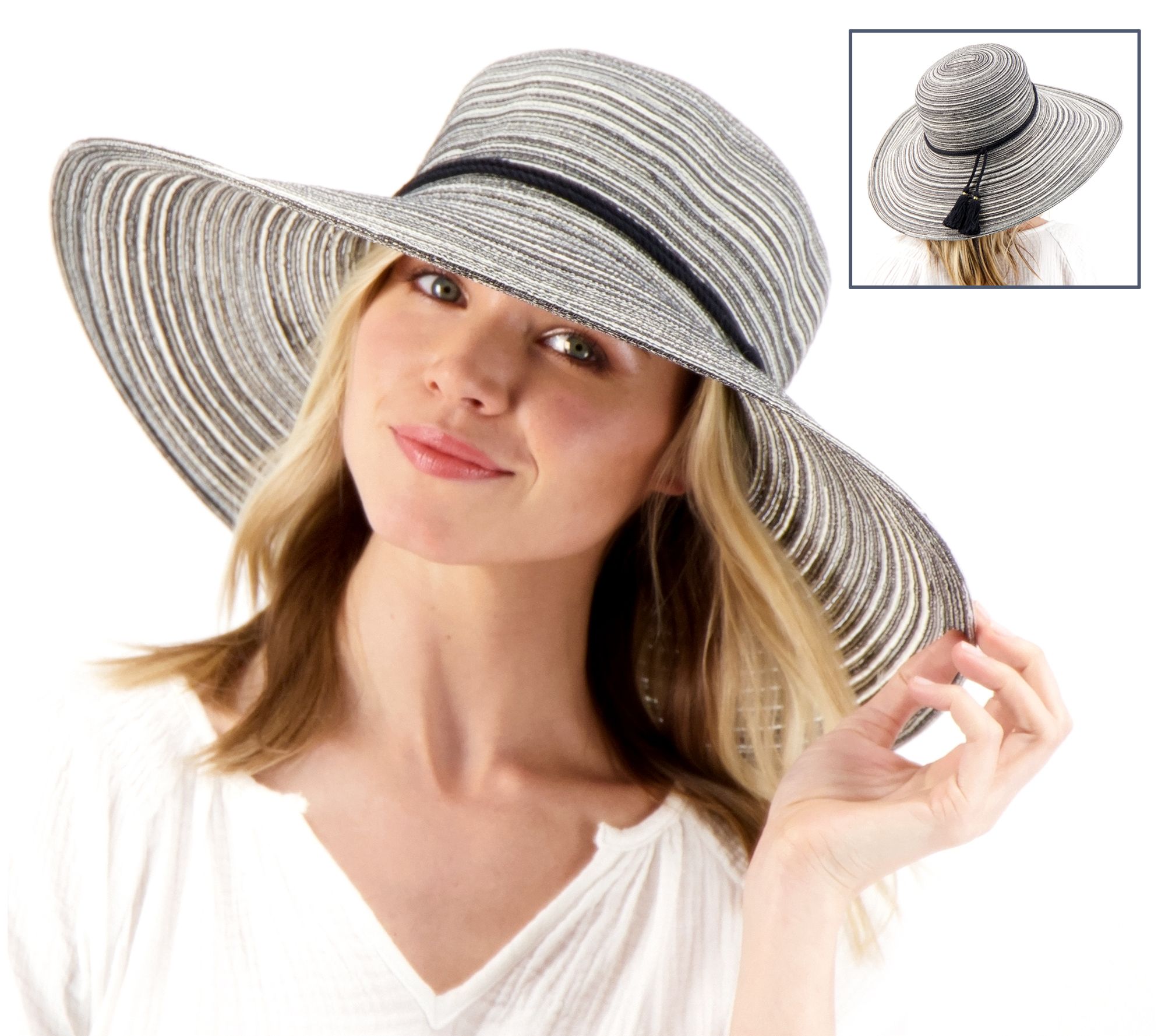 Physician Endorsed UPF 50+ Southern Belle
Tassel Sun Hat, beige & white, Adj. Physician Endorsed | Miami FL main image 4
