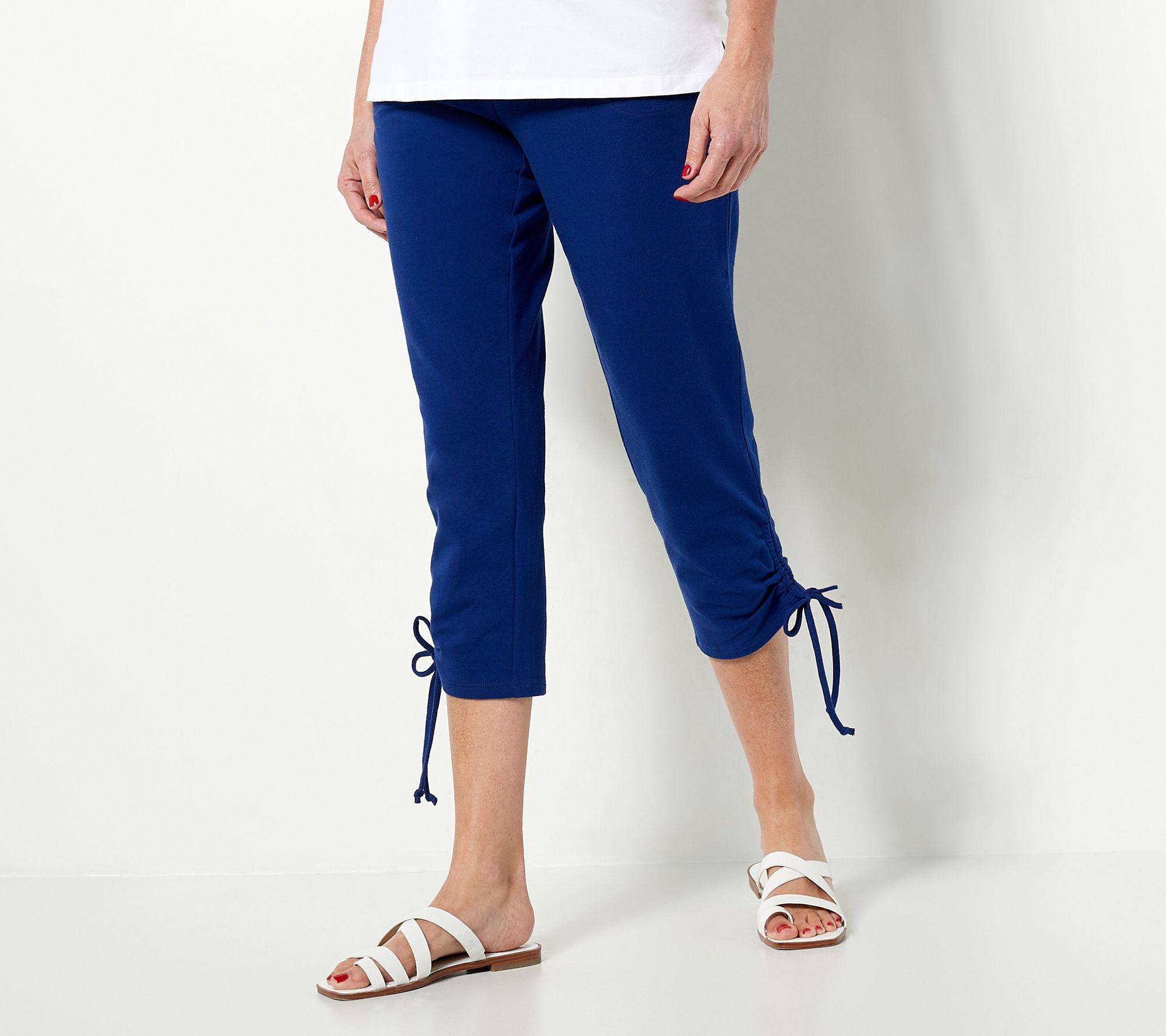 "As Is" Belle Beach by Kim Gravel Petite French Terry Cropped Pants