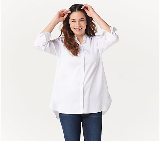 Isaac Mizrahi Live! Button Front Collared Woven Blouse