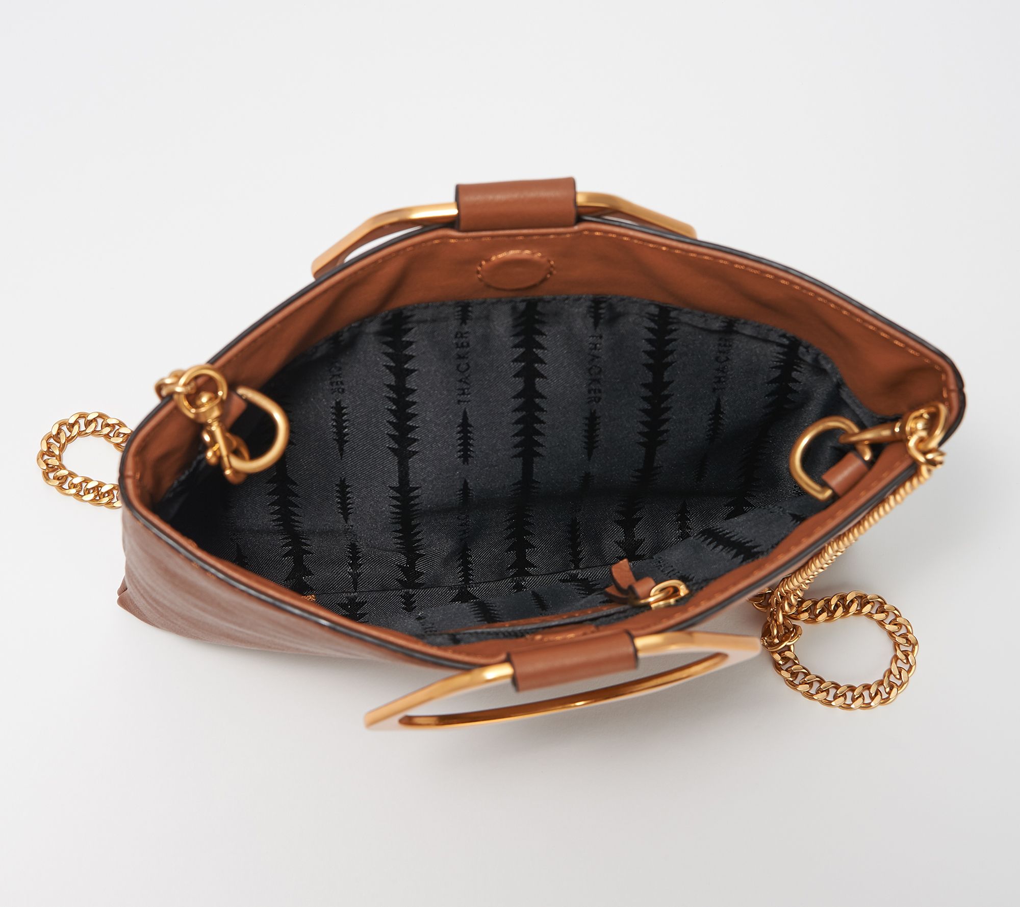 THACKER Convertible Leather Pouch with Hexagon Handle - Le - QVC.com
