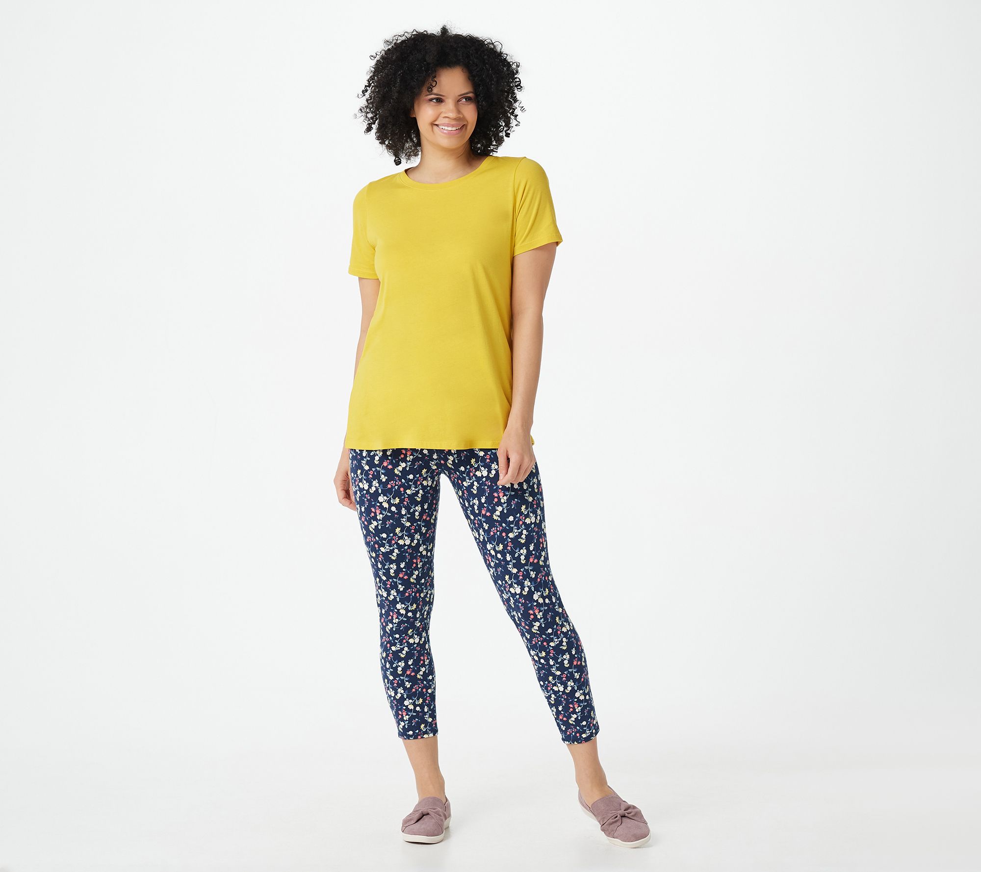 Denim&Co, Pants & Jumpsuits, Denim Co Active Printed Duo Stretch Pull On  Crop Legging 248
