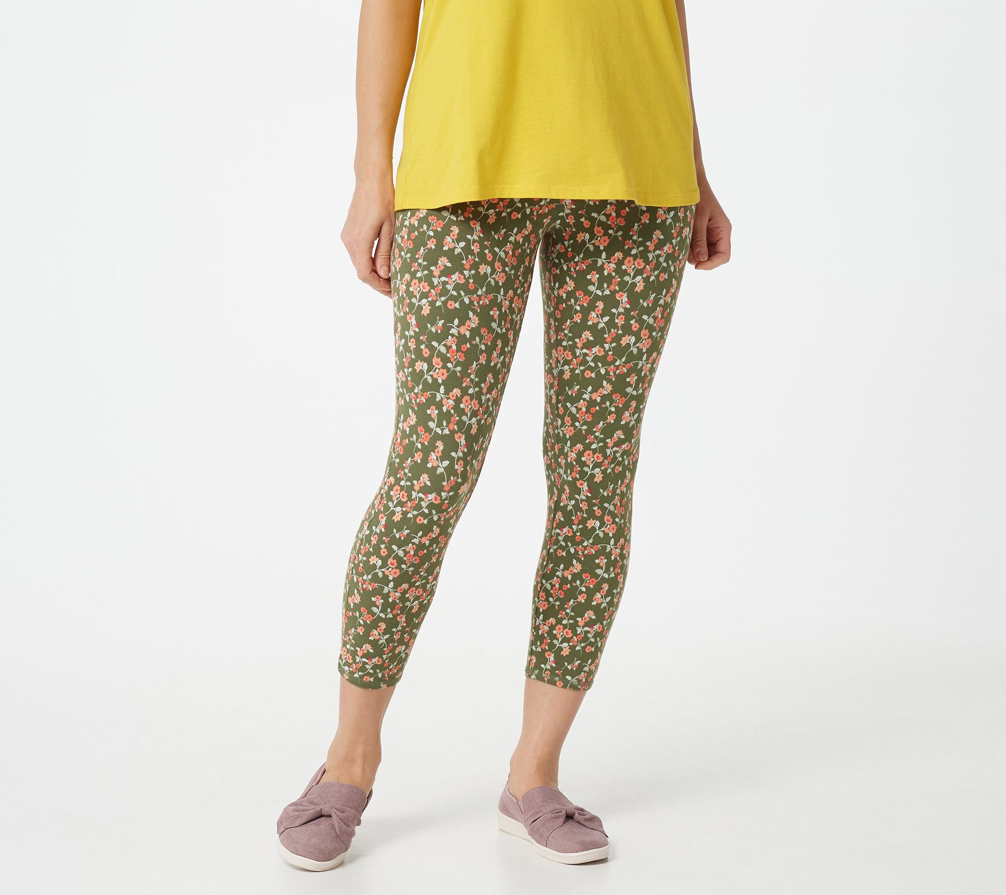 Denim & Co. Active Printed Duo Stretch Cropped Leggings