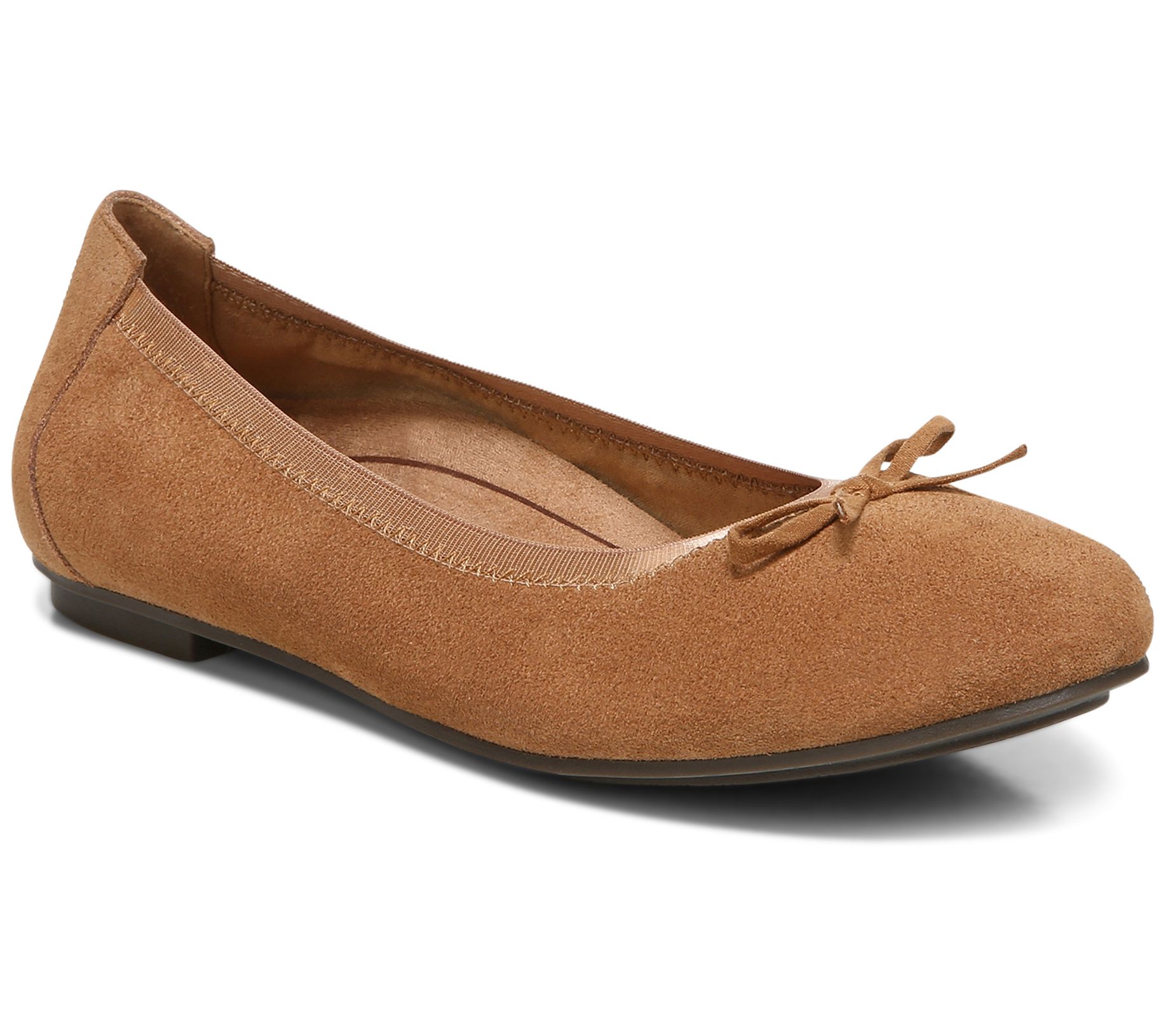 Vionic Suede Ballet Flats with Bow Detail - Liliana