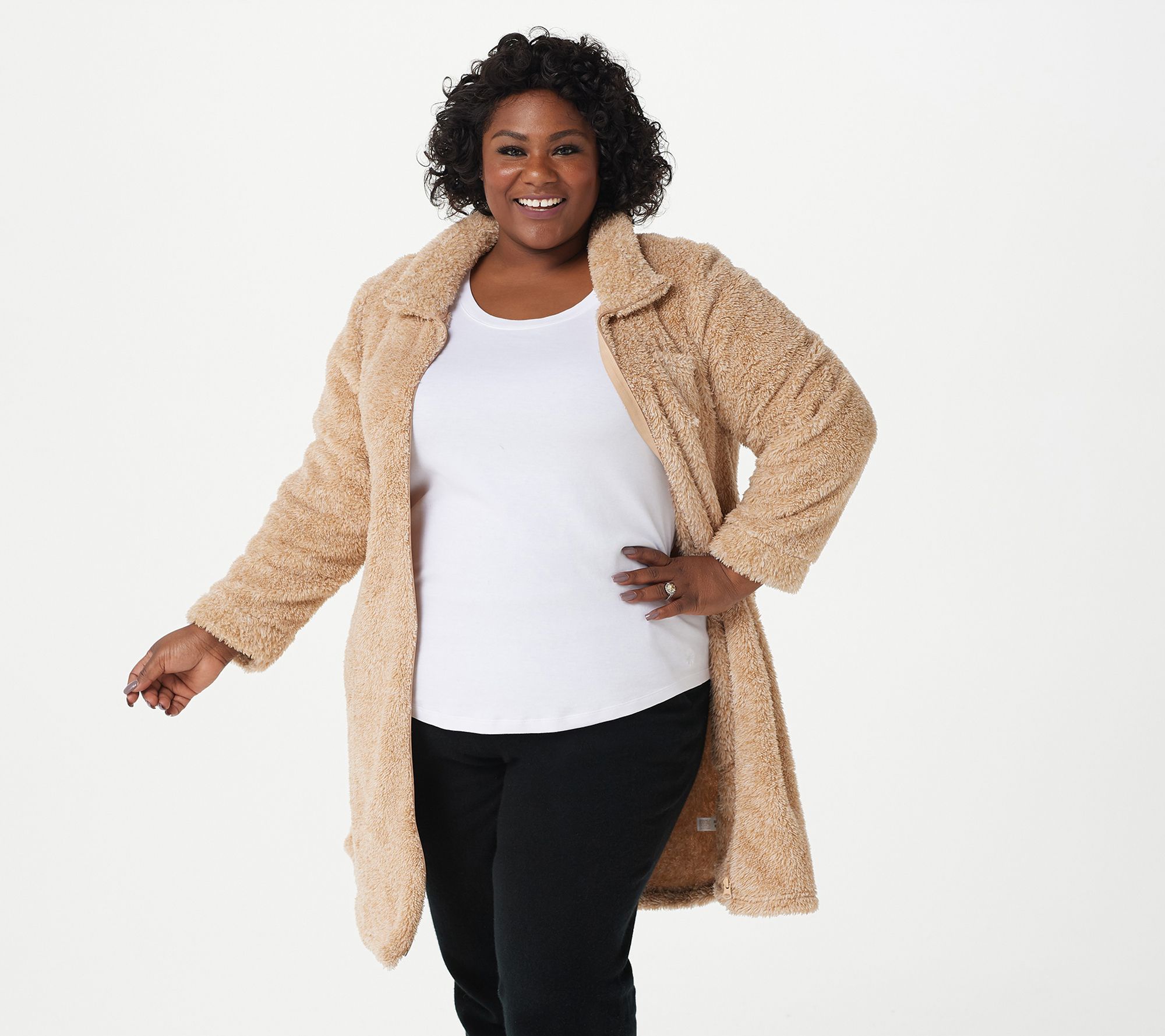 "As Is" Koolaburra by UGG Cozy Heathered Plush Zip Robe