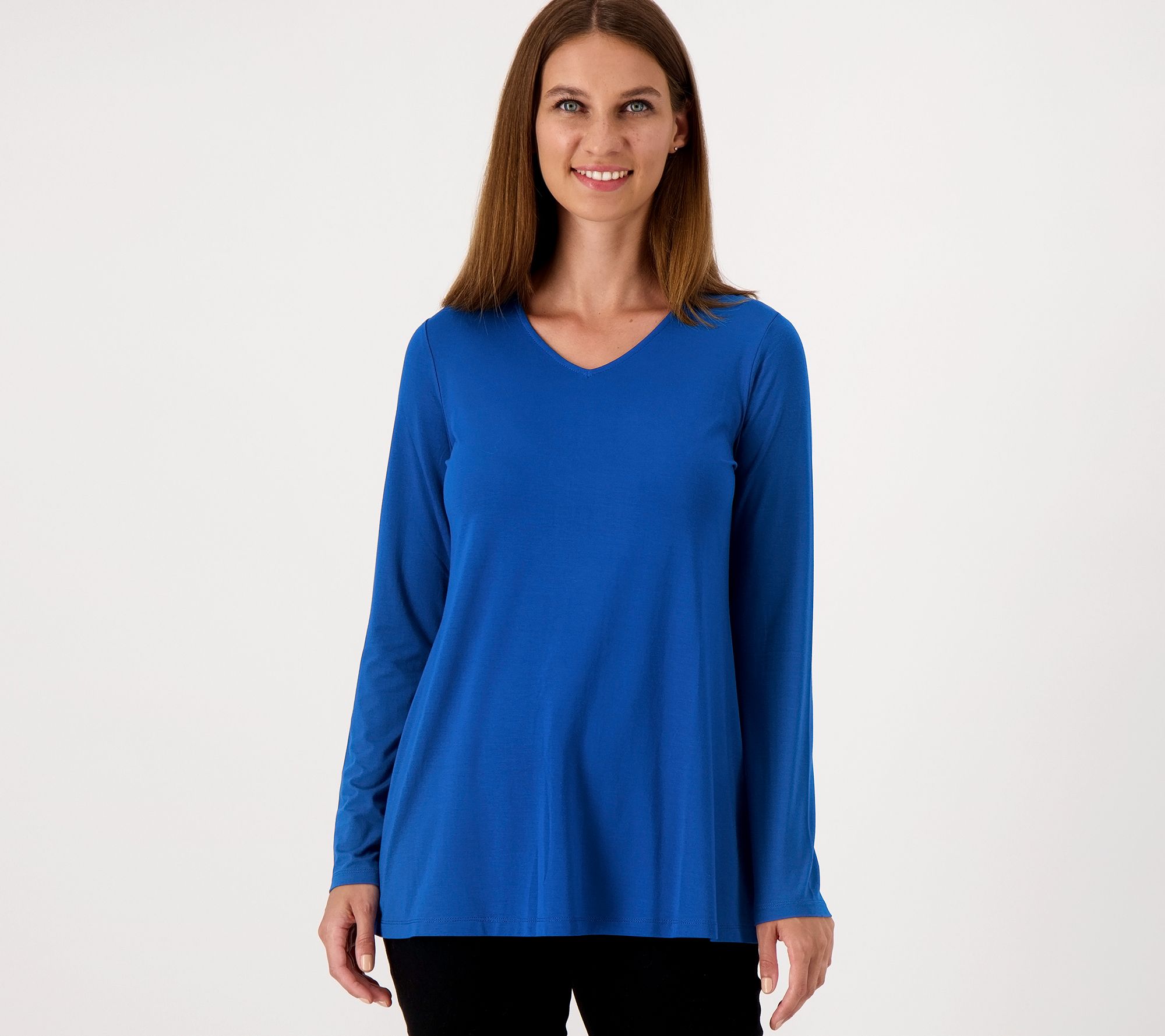 Susan Graver Weekend Petite Essentials Cool Touch A-Line Tunic - QVC.com