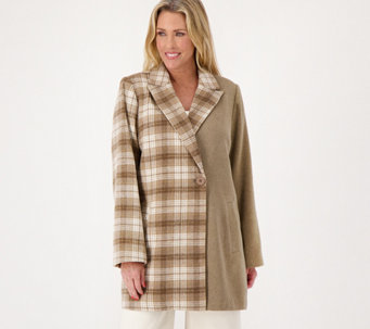 Peace Love World Relaxed Two Tone Plaid Coat