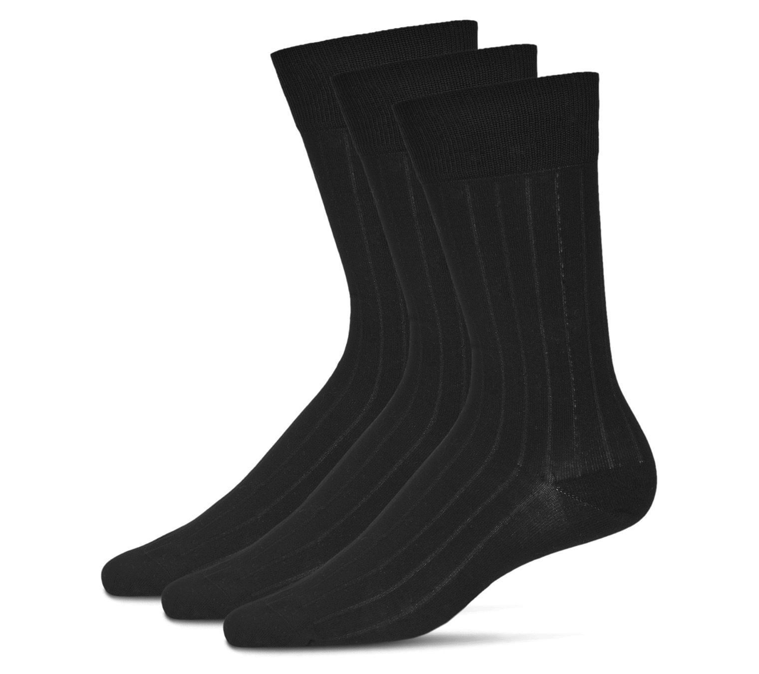 Memoi Men's Set of 3 Ribbed Mercerized CottonCrew Socks