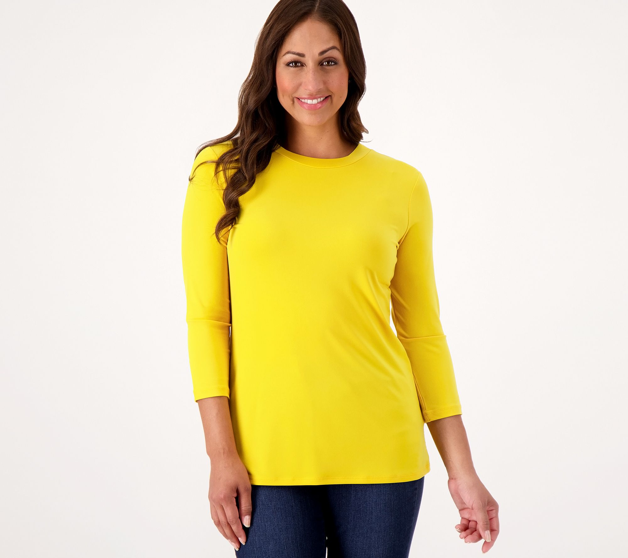 Susan Graver Modern Essentials Pet Liquid Knit Crew Neck Top