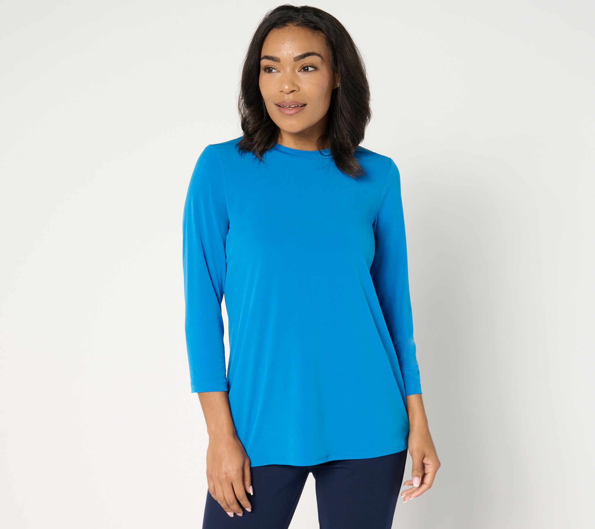 Susan Graver Modern Essentials Pet Liquid Knit Crew Neck Top