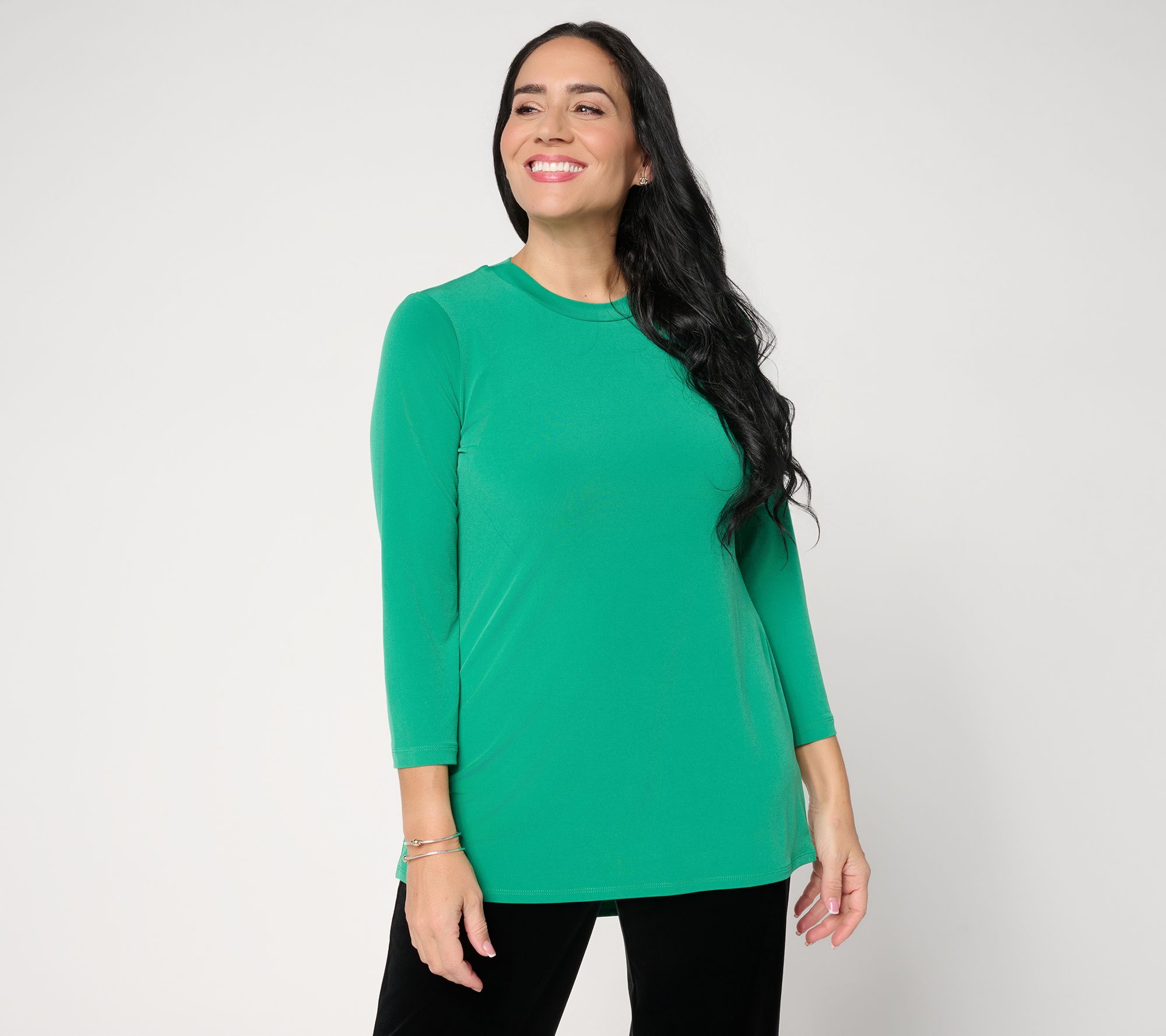 Susan Graver Modern Essentials Pet Liquid Knit Crew Neck Top