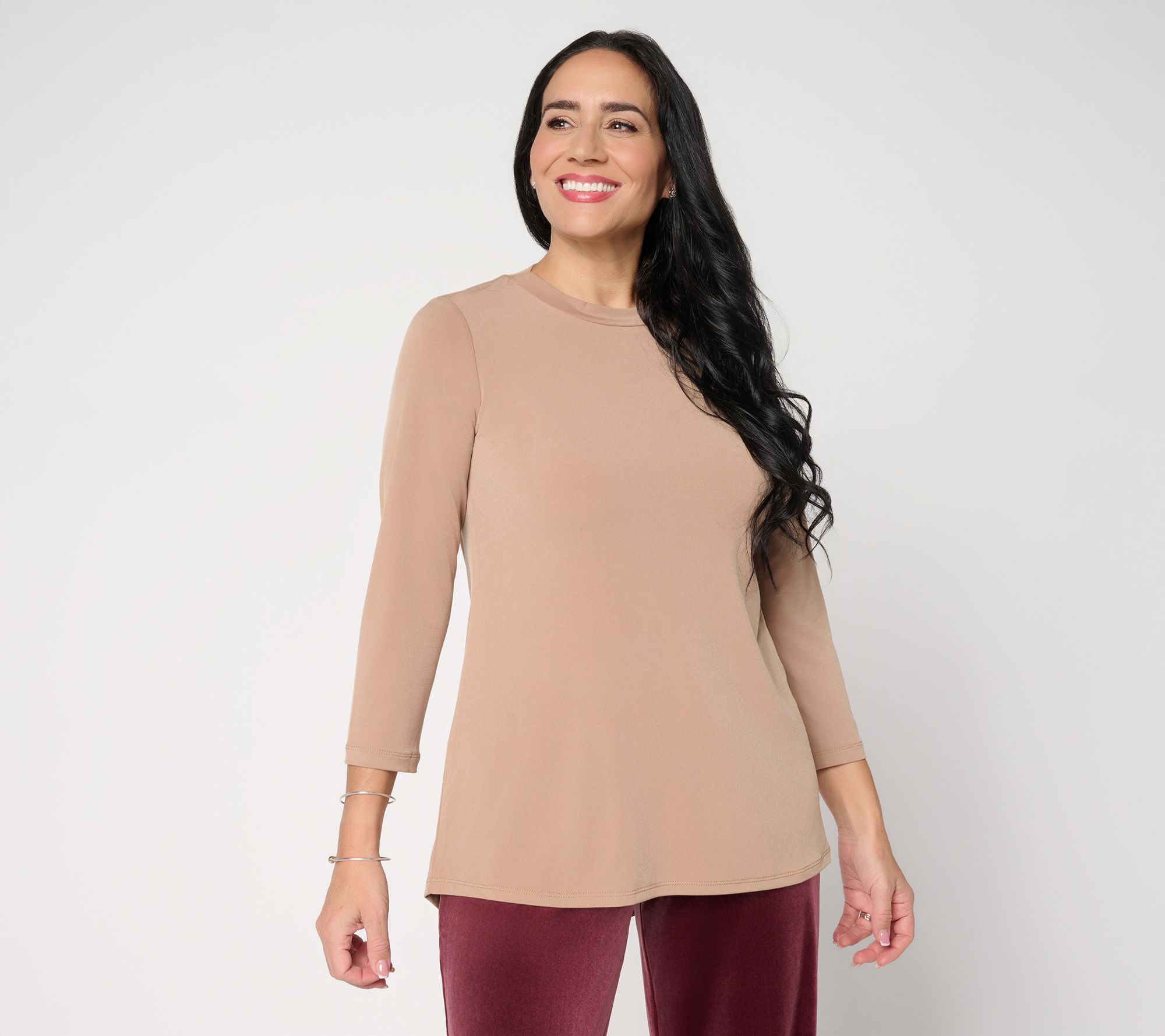 Susan Graver Modern Essentials Pet Liquid Knit Crew Neck Top