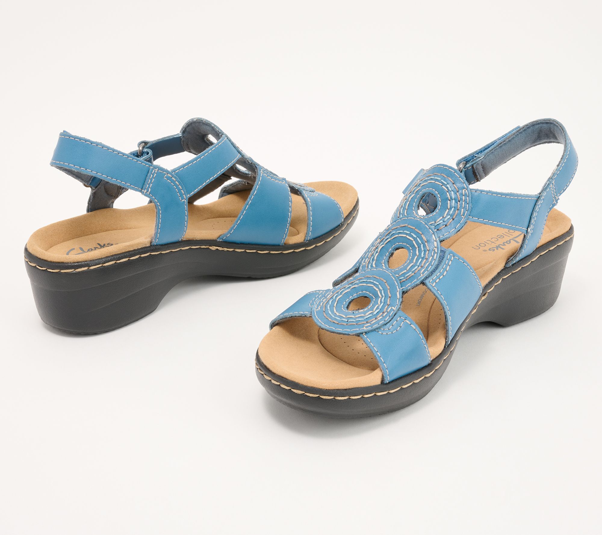 Clarks Collection Adjustable Leather Sandals Merliah Derby - QVC.com